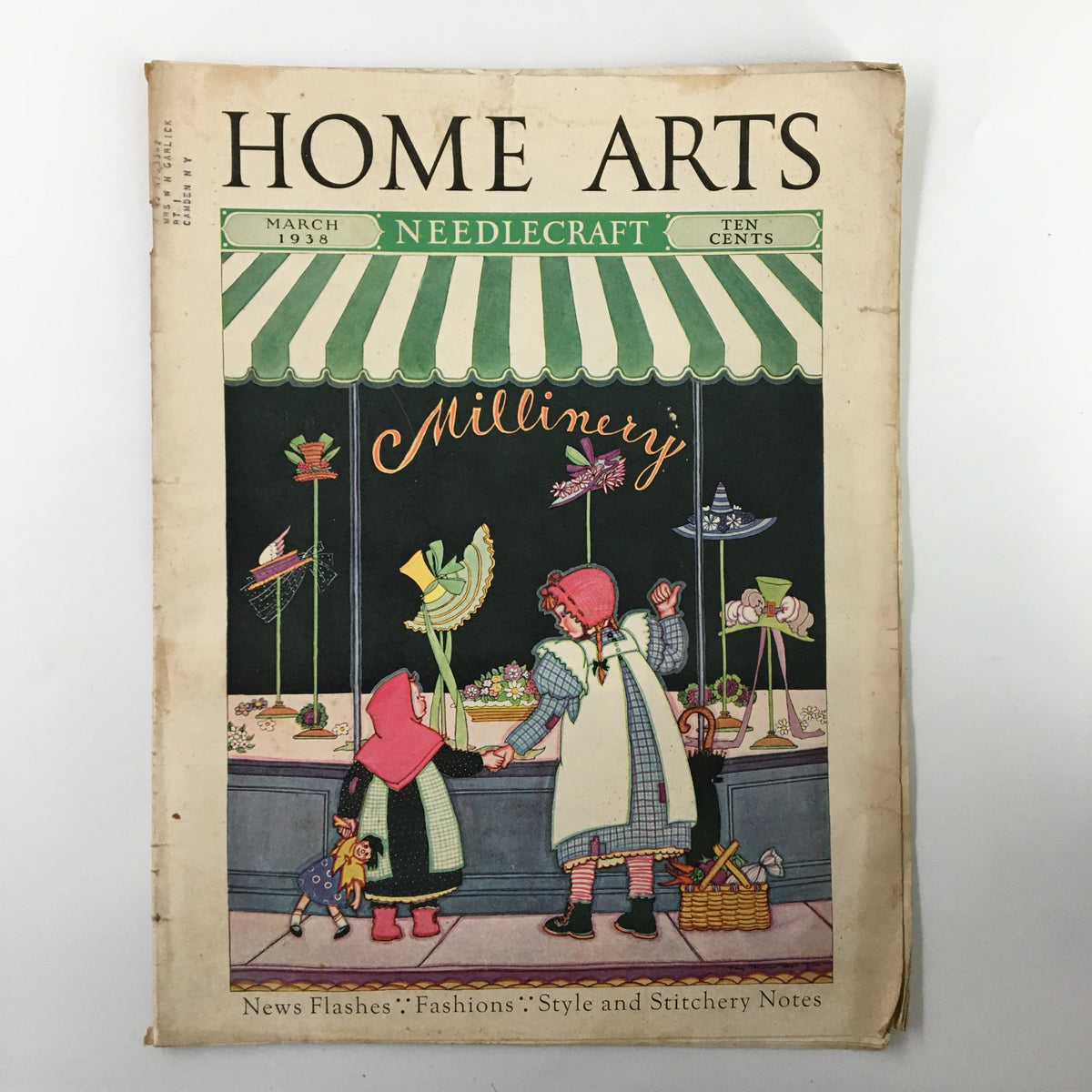 Vintage Home Arts Needlecraft Magazine March 1938 Flower Design Pillow Slips