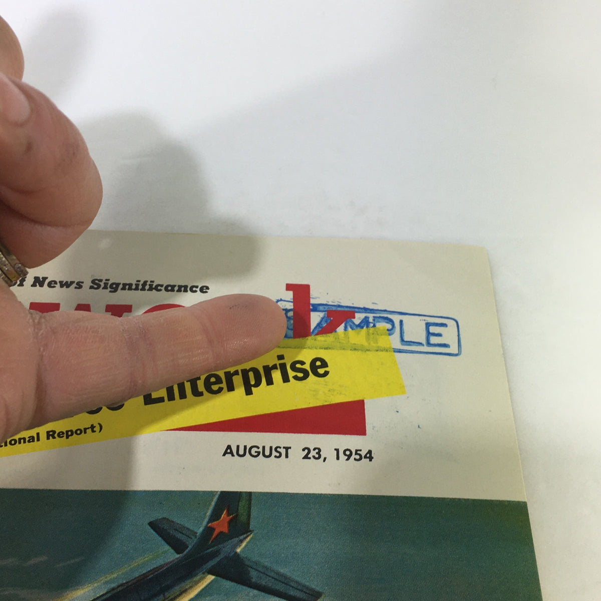 Close-up of the VTG Newsweek Magazine August 23 1954 cover, highlighting the 'Lebanon: Triumph of Free Enterprise' label and date.
