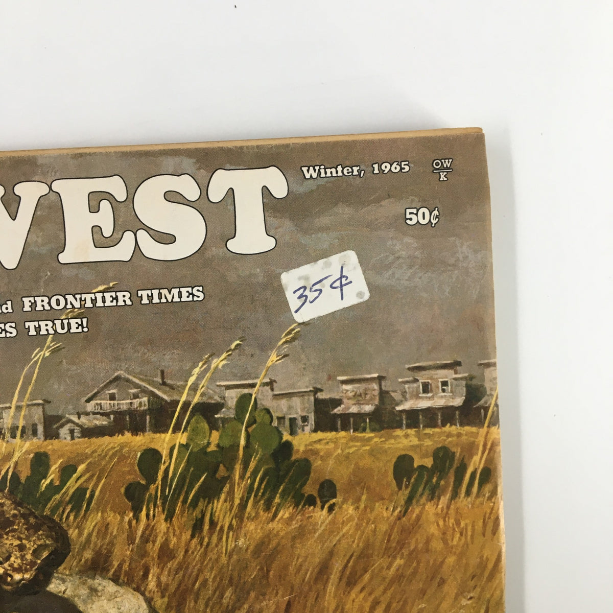 Detail of the cover of VTG Old West Magazine Winter 1965, highlighting the title text and price, emphasizing the cultural significance of The Apache Kid - Arizona Terror.