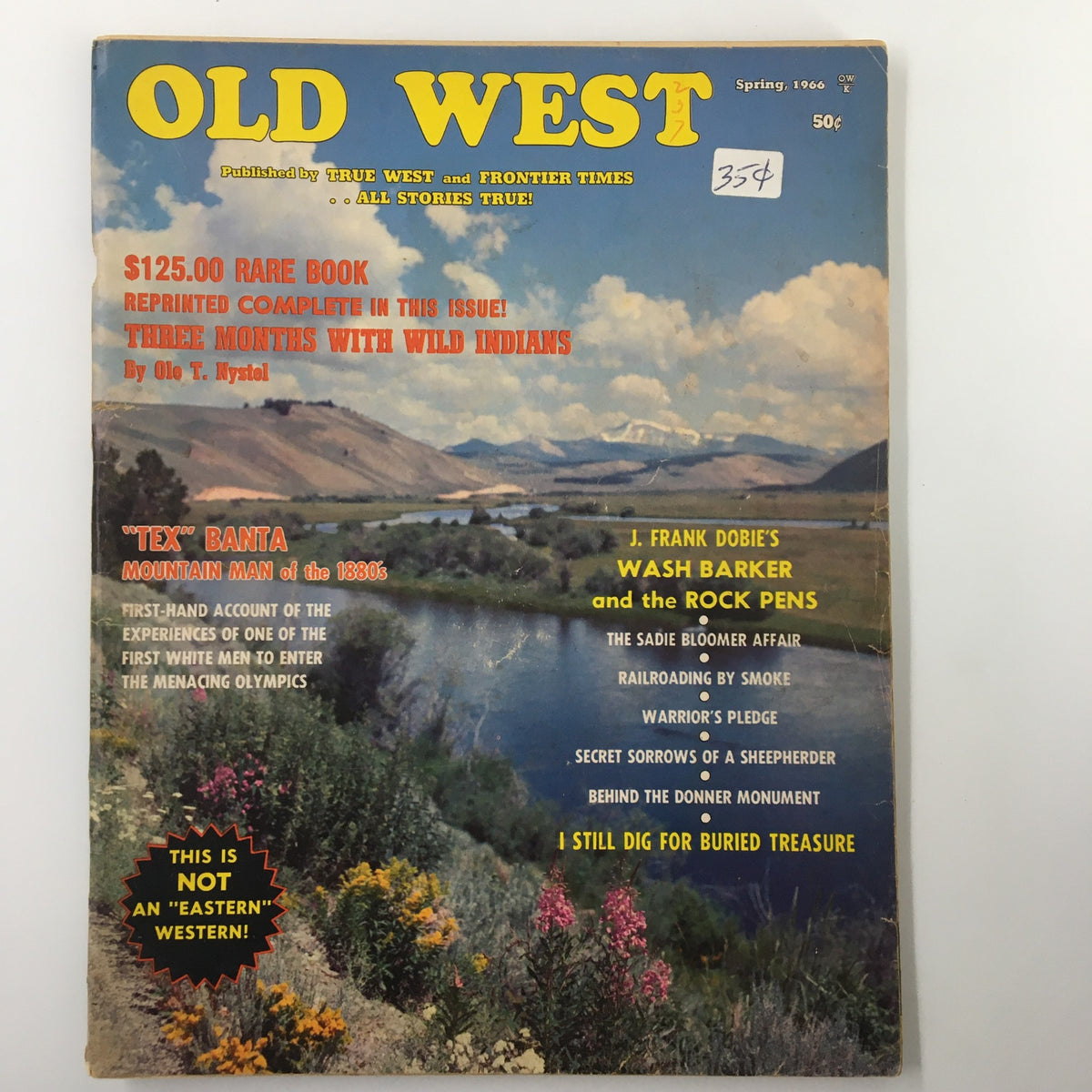 Cover of VTG Old West Magazine Spring 1966 featuring scenic mountain landscape and bold title with a highlight on Rough-and-Ready's 100 Year War.