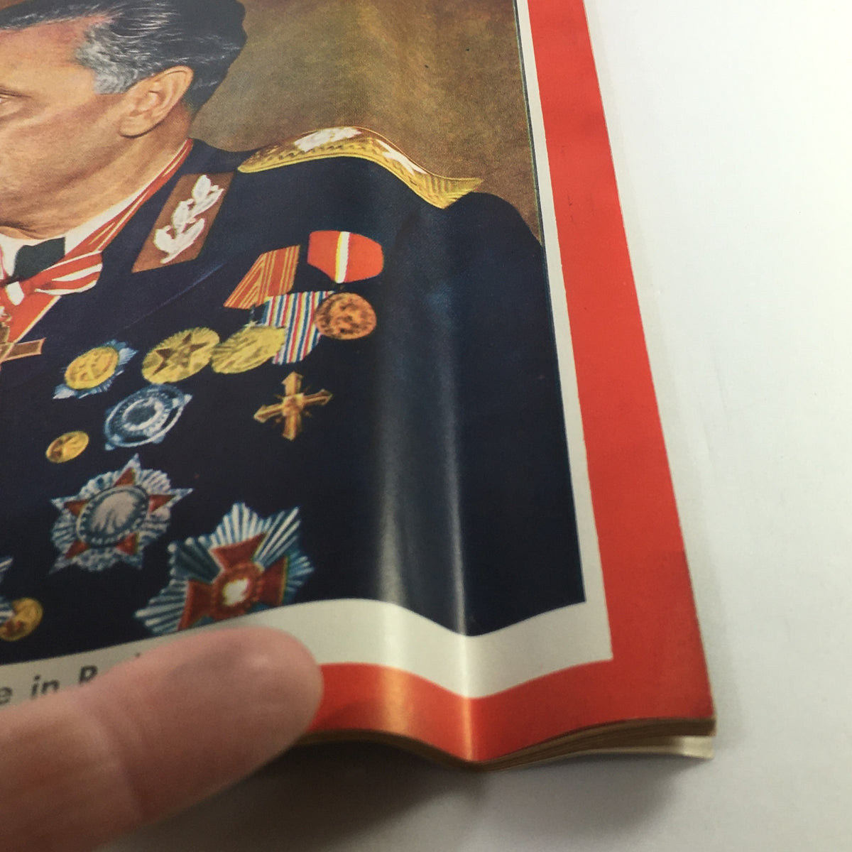 Close-up view of the cover of VTG Newsweek Magazine July 12 1948, showing Tito's military decorations in detail, reflecting post-war political landscape.