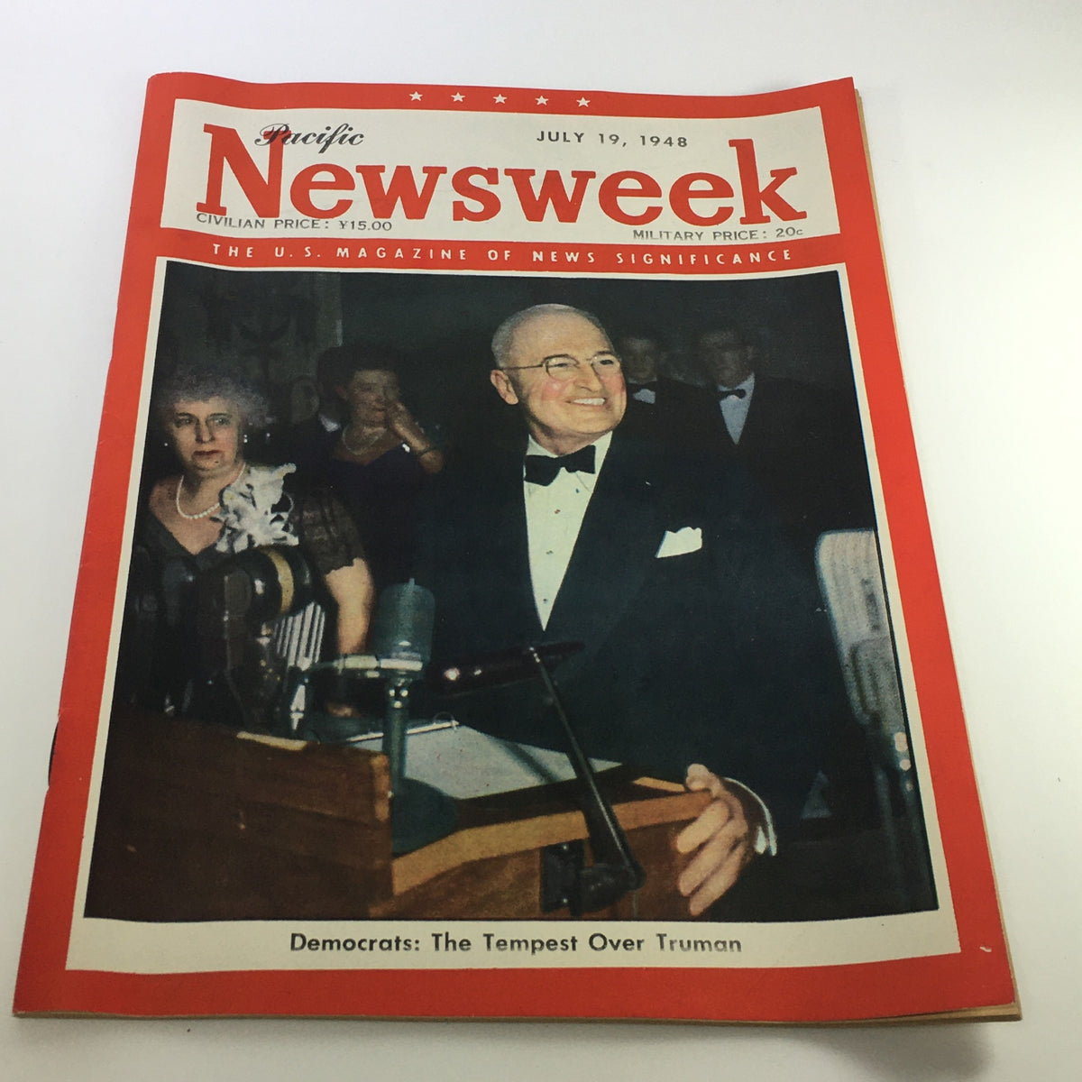 Vintage Newsweek magazine cover from July 19, 1948 featuring Harry S. Truman, depicting the theme 'Democrats: The Tempest Over Truman'.