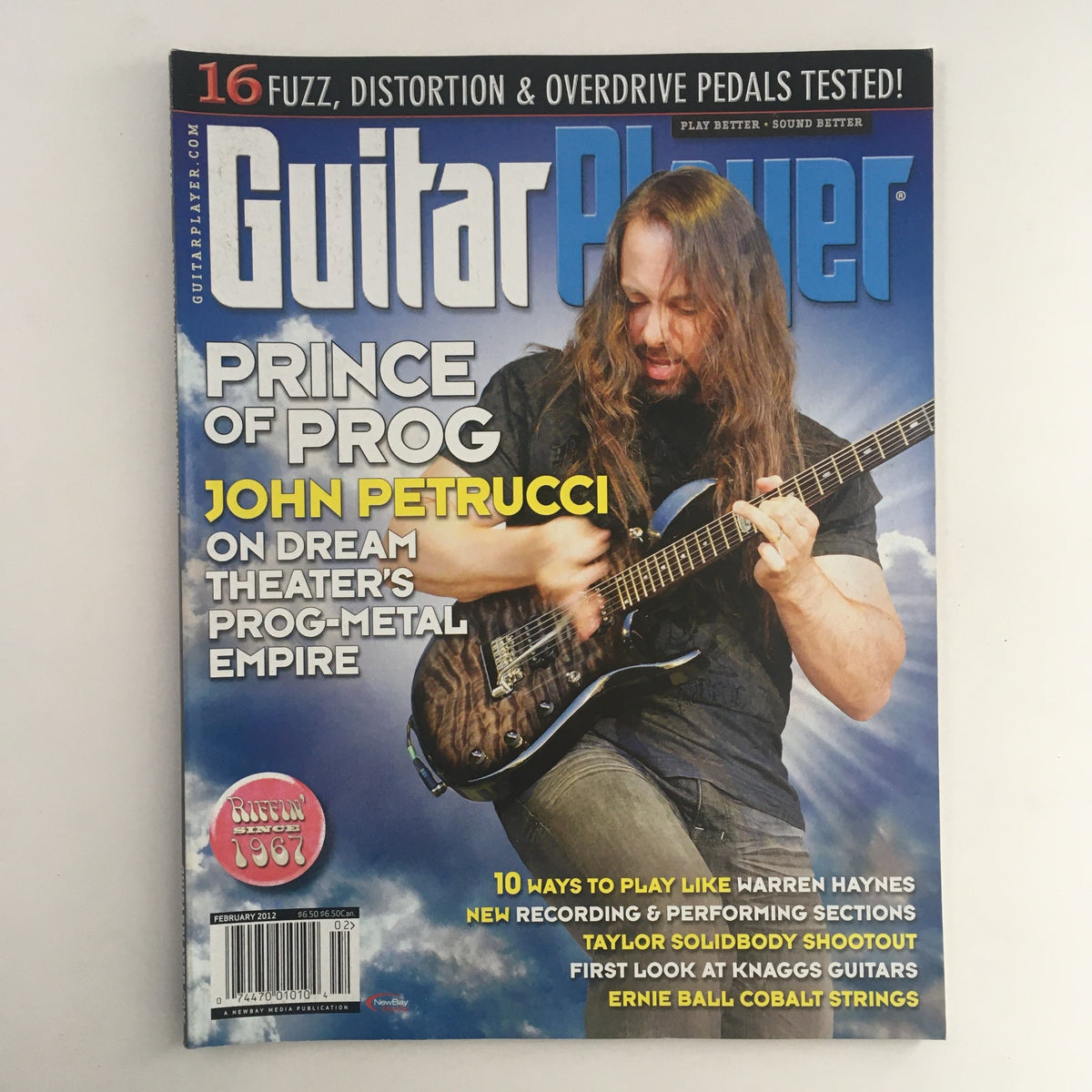 Guitar Player Magazine February 2012 featuring John Petrucci on the cover, titled 'Prince of Prog', showcasing insights into Dream Theater's progressive metal empire. Ideal for guitar enthusiasts and collectors.