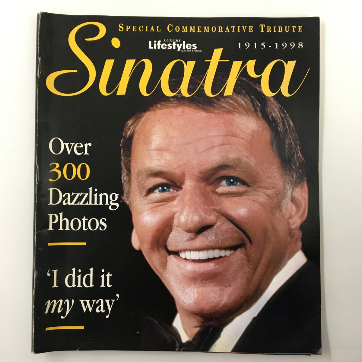 Cover of Luxury Lifestyles Magazine 1998 featuring Frank Sinatra, titled 'I Did It My Way' tribute, highlighting over 300 dazzling photos.