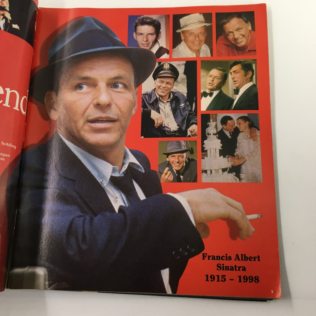Interior page of Luxury Lifestyles Magazine 1998, showcasing Frank Sinatra with iconic images and a historical tribute to his legacy.