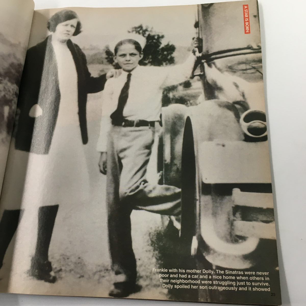 Vintage photograph of Frank Sinatra as a young boy with his mother, included in Luxury Lifestyles Magazine 1998, depicting his early life.