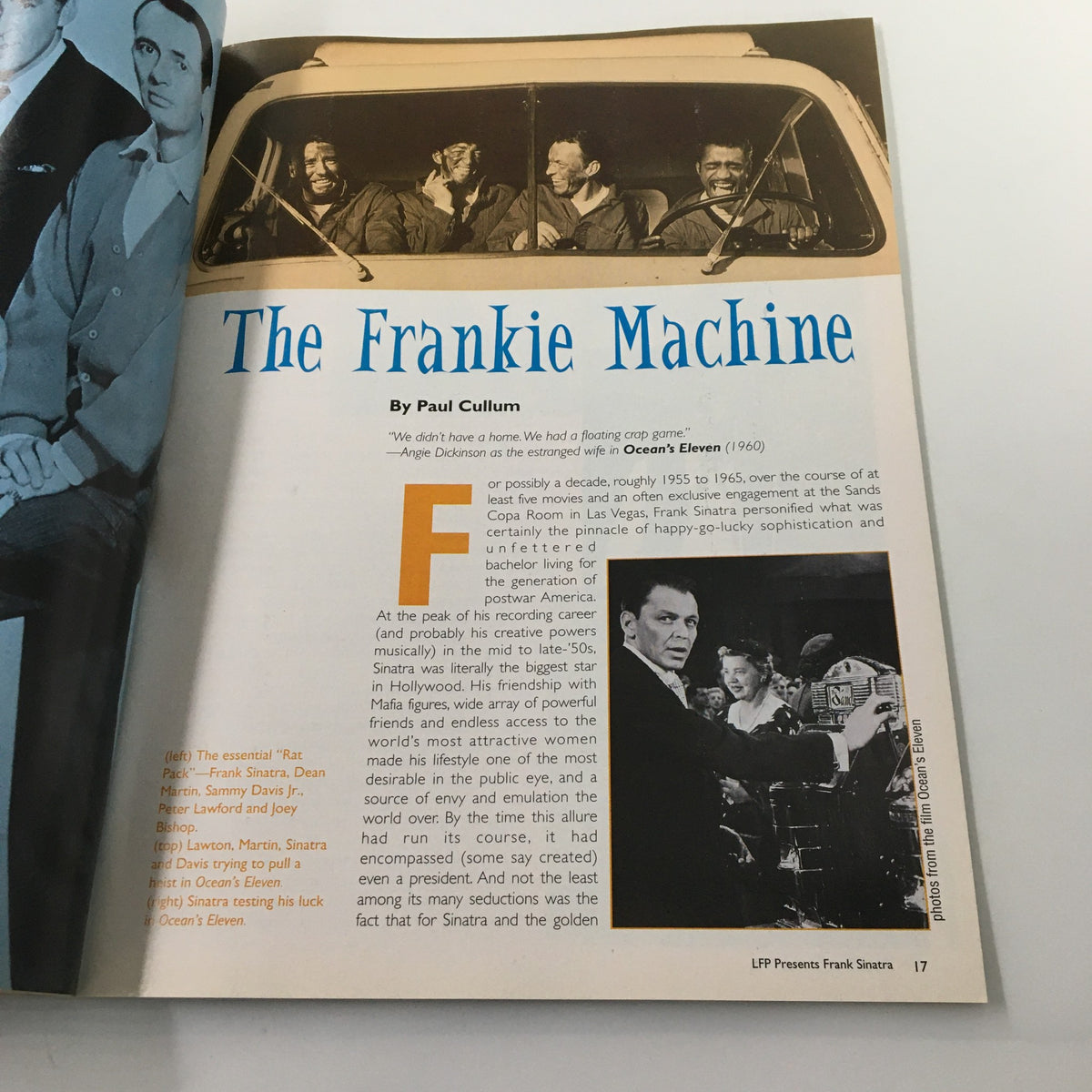 LFP Magazine Vol. 3 #3 features a section titled 'The Frankie Machine' by Paul Cullum, detailing Frank Sinatra's life during the 1950s and 1960s with captivating visuals.