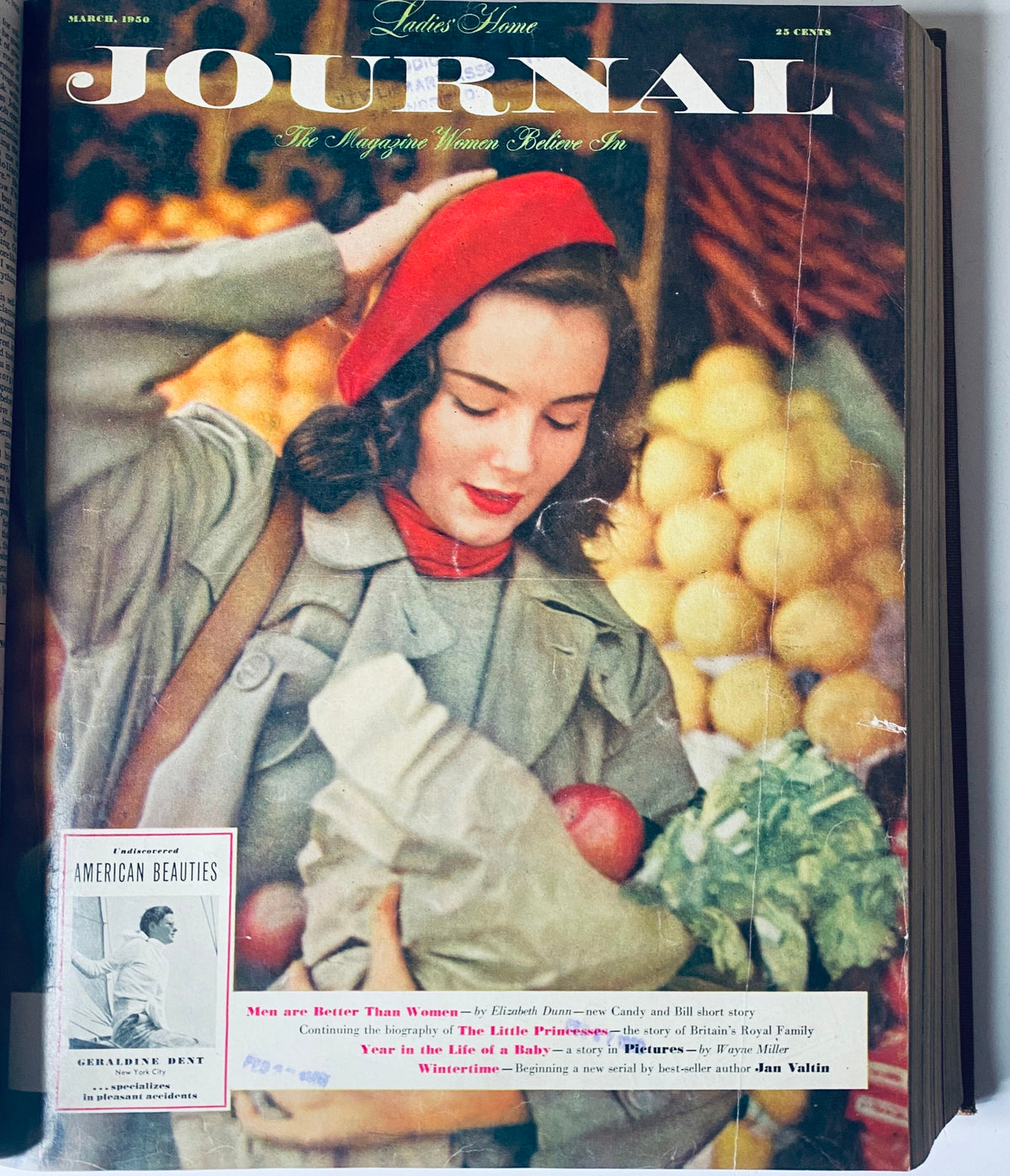 Cover of the March 1950 Ladies' Home Journal featuring a woman shopping, illustrating vintage clothing and 1950s American culture.