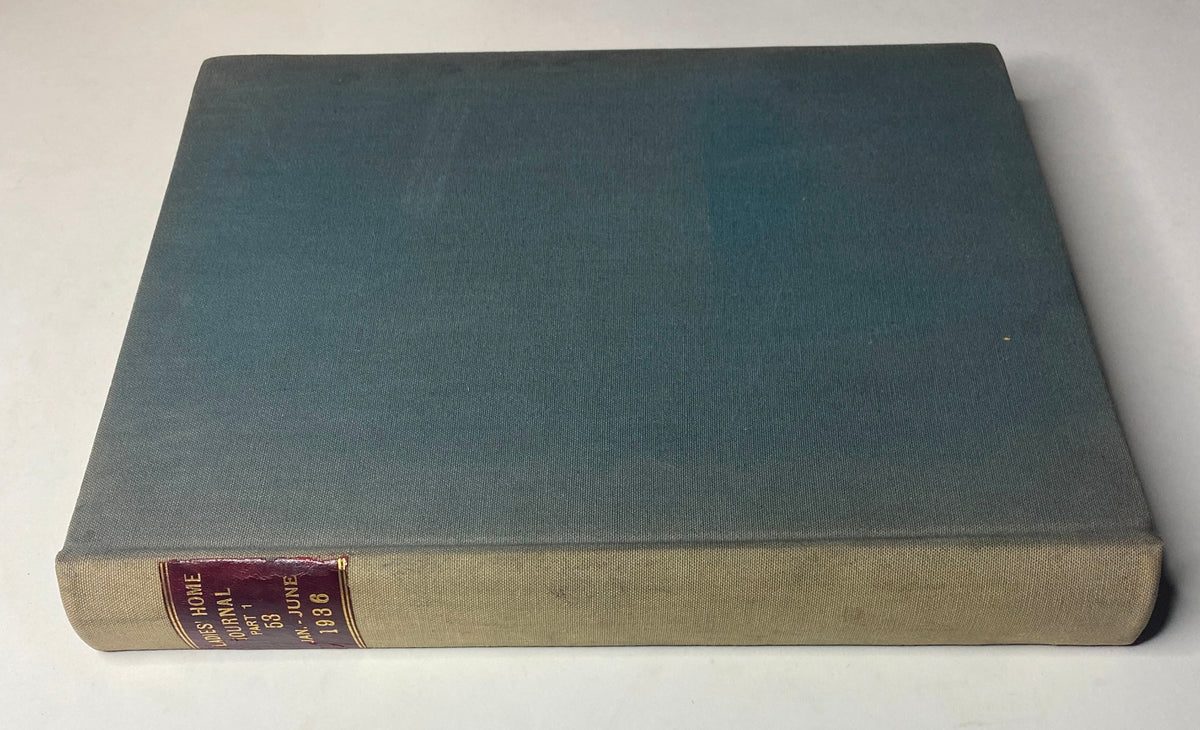 Cover view of the Ladies' Home Journal Library Bound Magazine 1936, featuring a textured blue cover with a spine label.