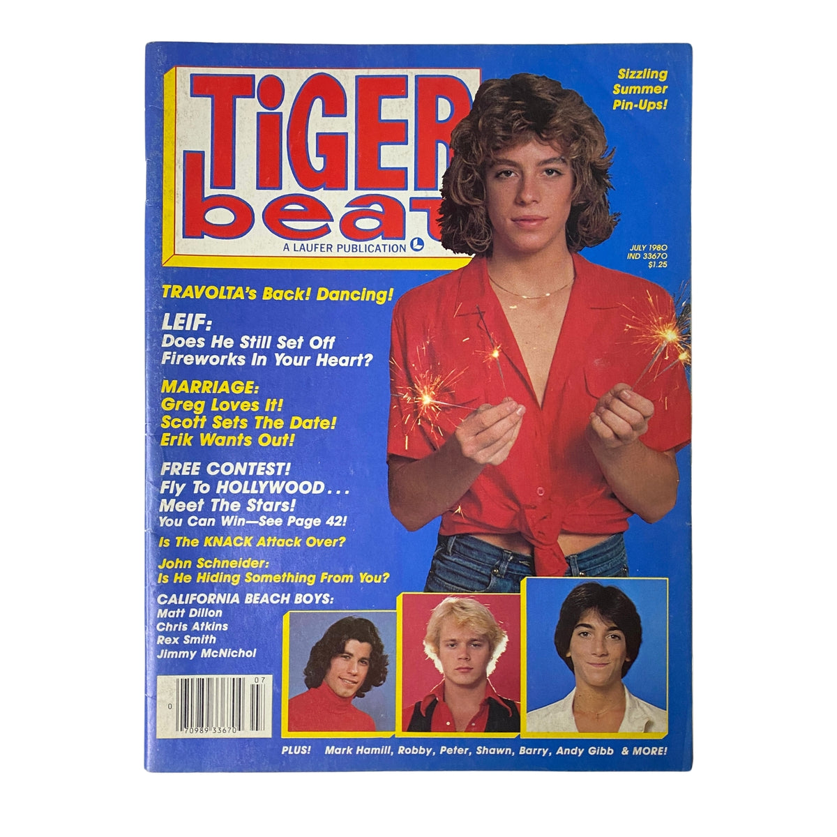 Cover of Tiger Beat Magazine July 1980 featuring Shawn Cassidy, promoting articles on John Travolta, Leif Garrett, and contests.