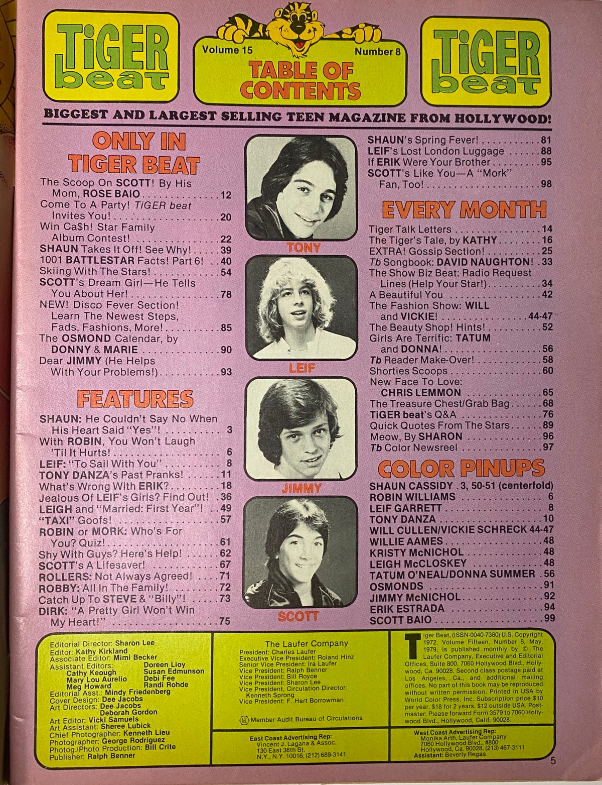Tiger Beat Magazine May 1979 Leif Garrett, Scott Baio, Shaun Cassidy No Label