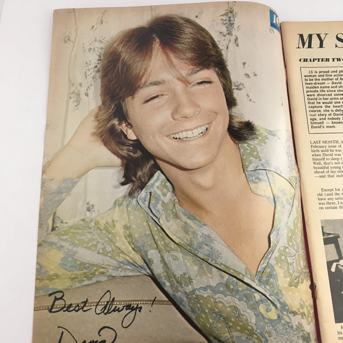 16 Magazine March 1971 featuring a smiling young man in a floral shirt, emblematic of 1970s pop culture.