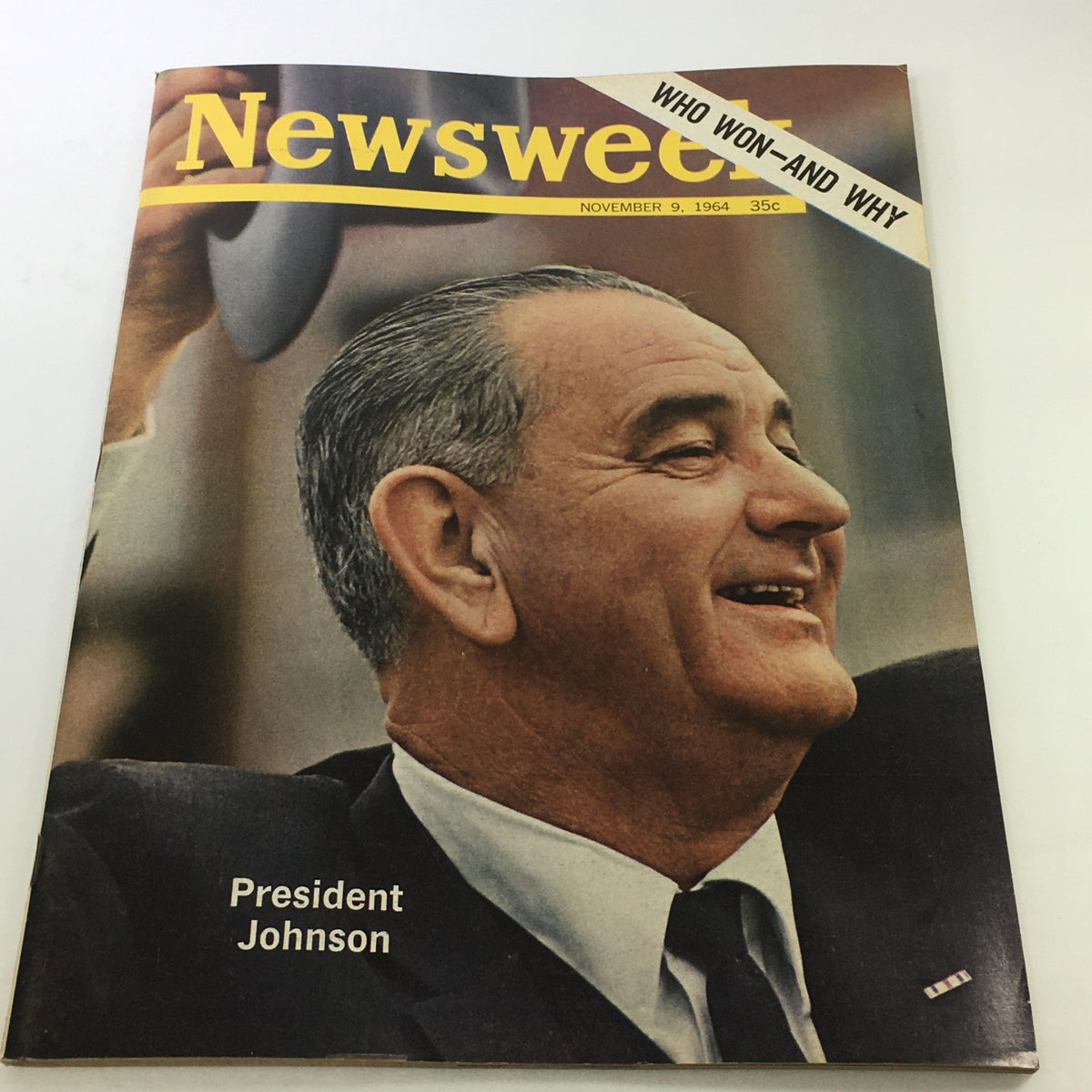 VTG Newsweek Magazine cover from November 9, 1964, featuring President Lyndon B. Johnson, showcasing a historical moment in American politics.