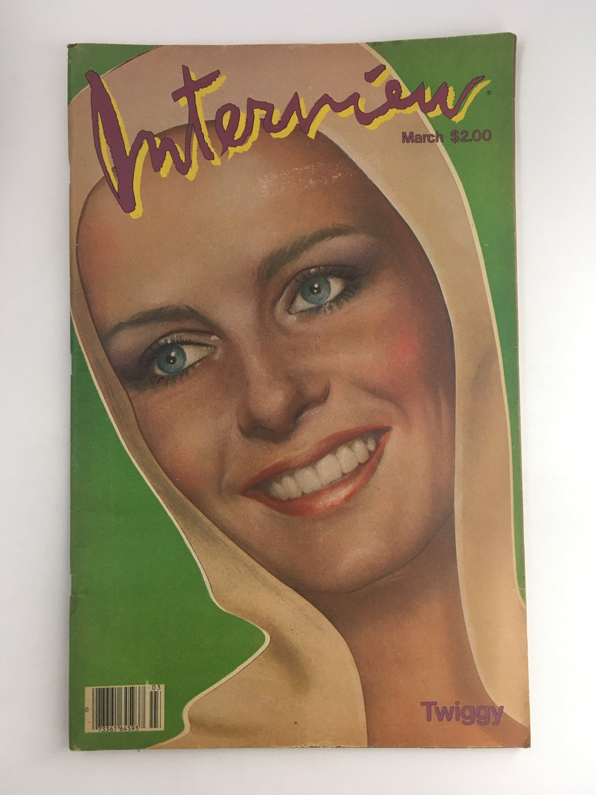 Interview Magazine March 1983 English Model Twiggy & Tommy Tune, No Label