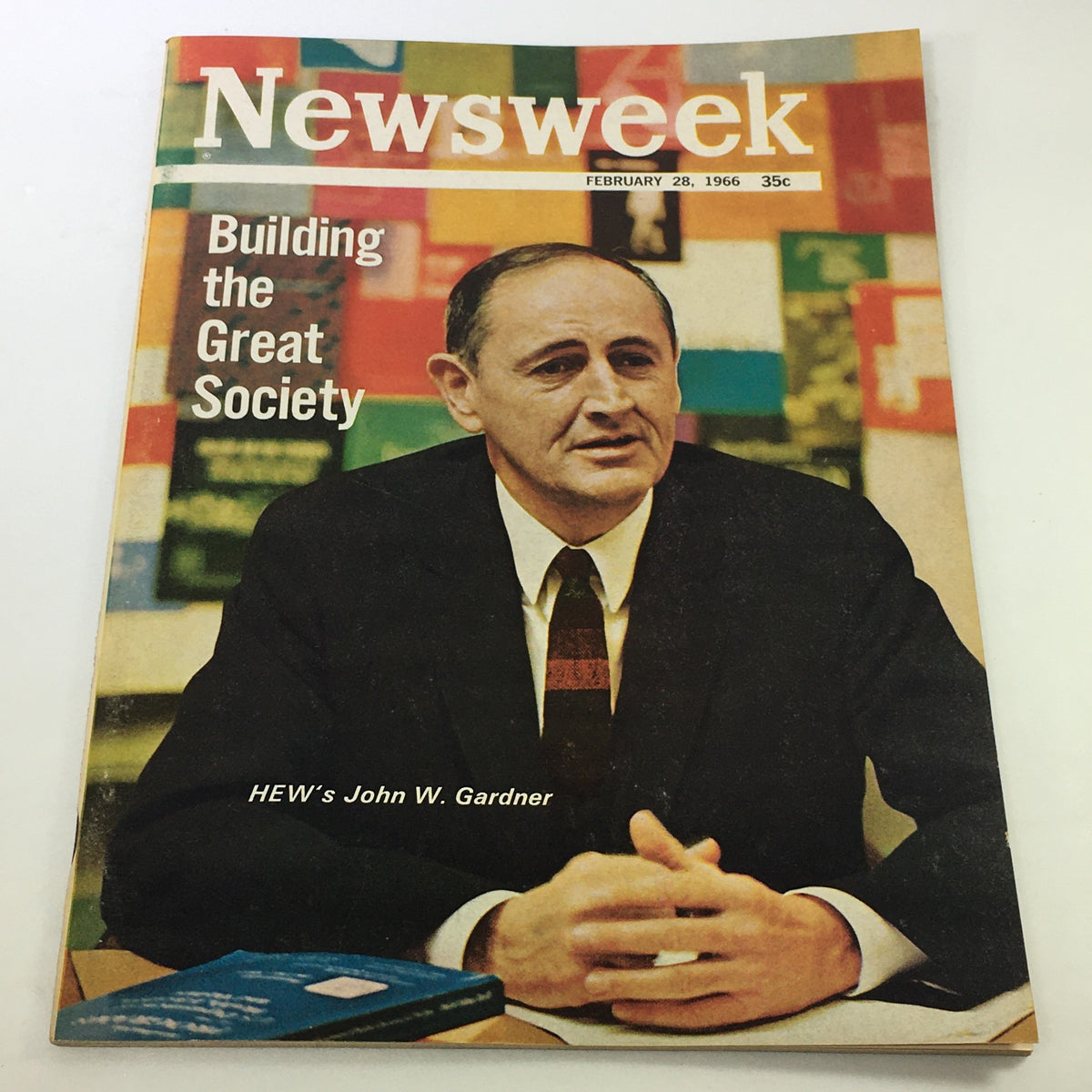 VTG Newsweek Magazine February 28 1966 featuring HEW's John W. Gardner on the cover with the title 'Building the Great Society'.