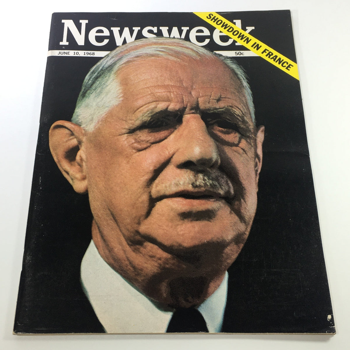 VTG Newsweek Magazine June 10 1968 cover featuring President Charles de Gaulle with the headline 'Showdown in France'