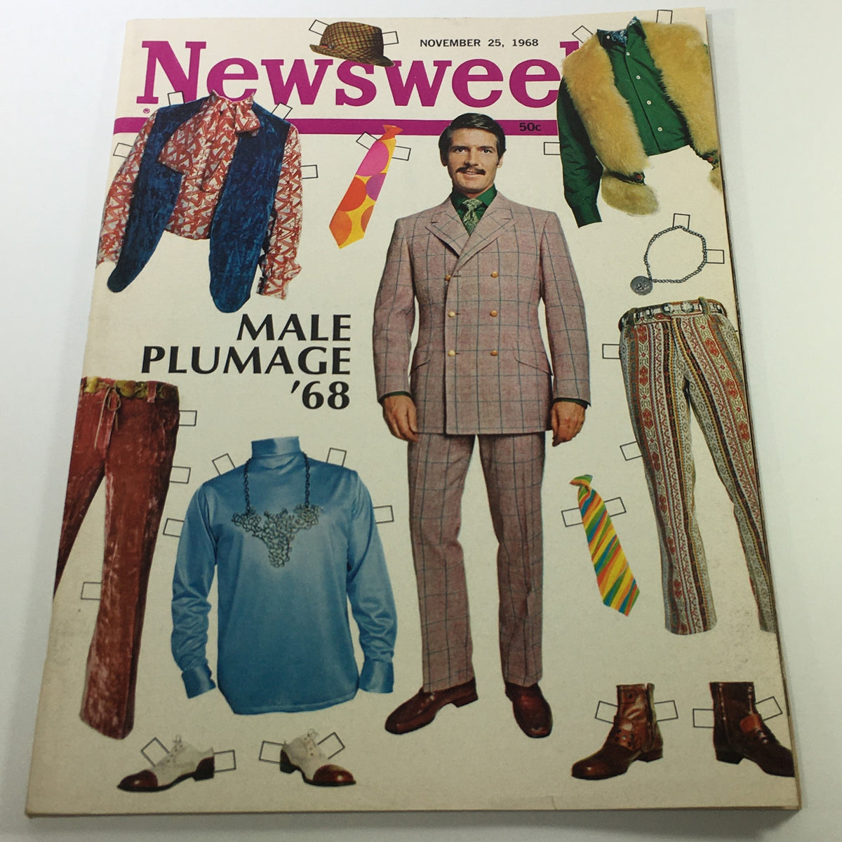 Cover of Newsweek Magazine, November 25, 1968, featuring 'Male Plumage 1968,' newsstand edition
