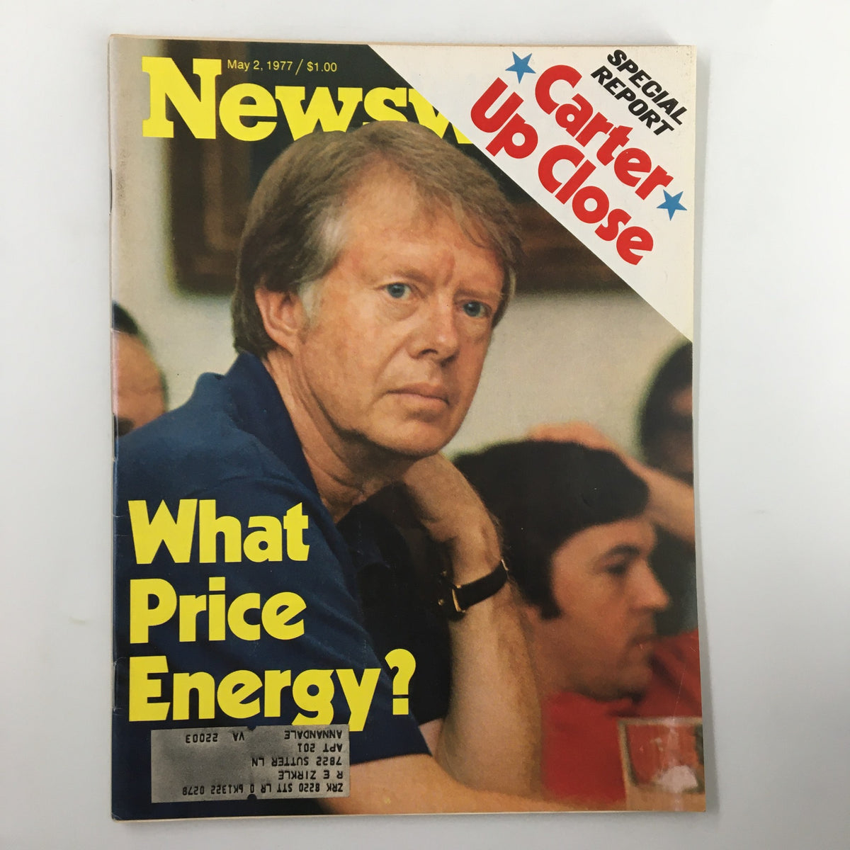 Vintage Newsweek Magazine May 2 1977 featuring a cover story on Jimmy Carter with the headline 'Carter Up Close' and an article titled 'What Price Energy?'.