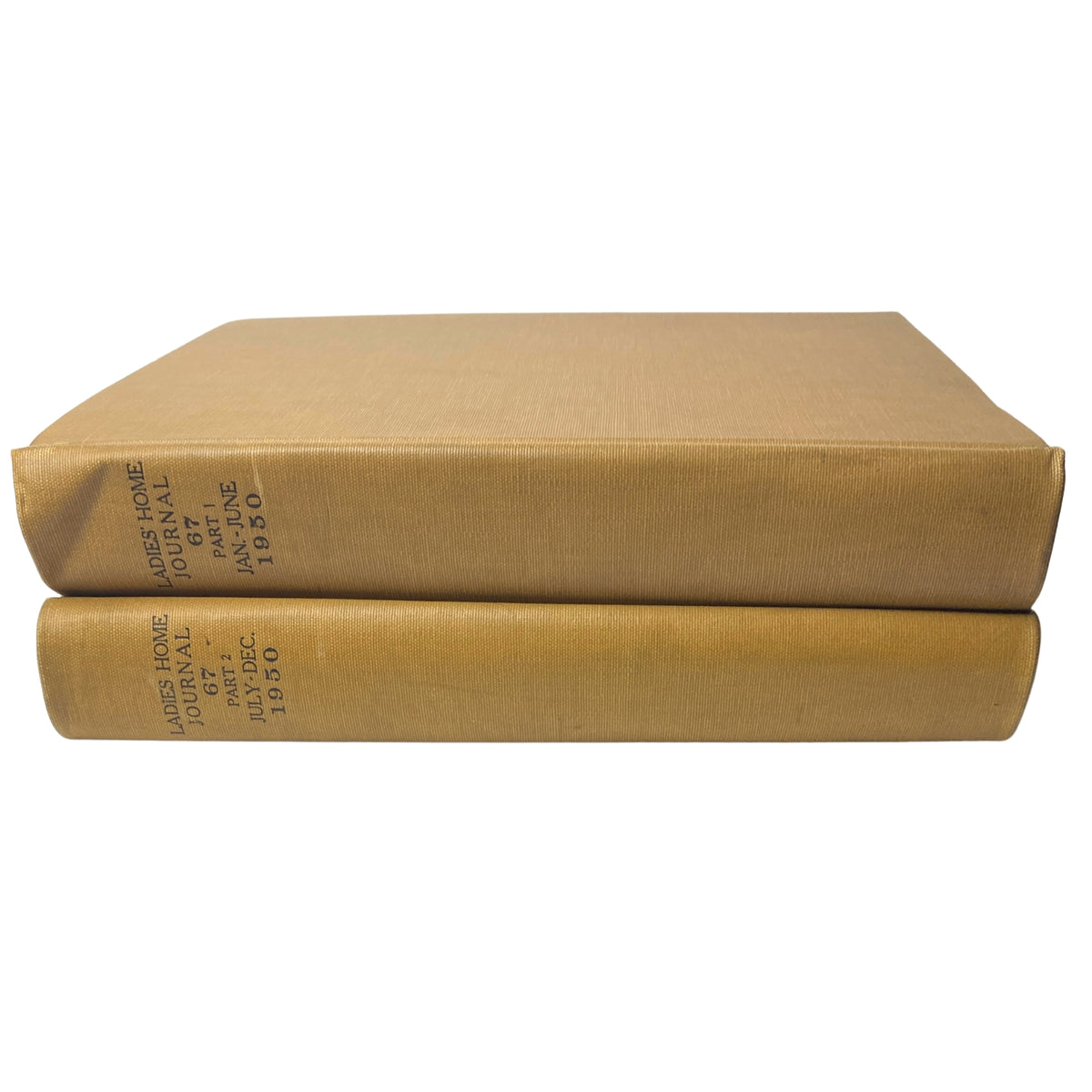 Ladies' Home Journal Library Bound Magazine 1950 complete set January to December, featuring two gold-bound volumes.