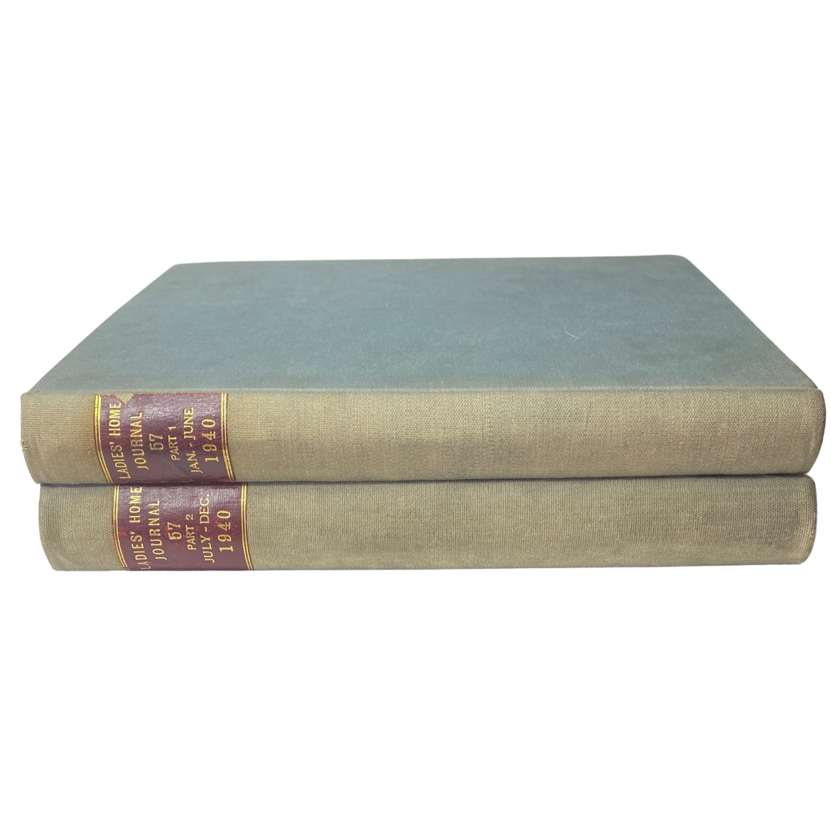 Ladies' Home Journal Library Bound Magazine 1940 Full Year January - December, featuring two bound volumes showcasing the vintage magazine collection with issues from January to December 1940.