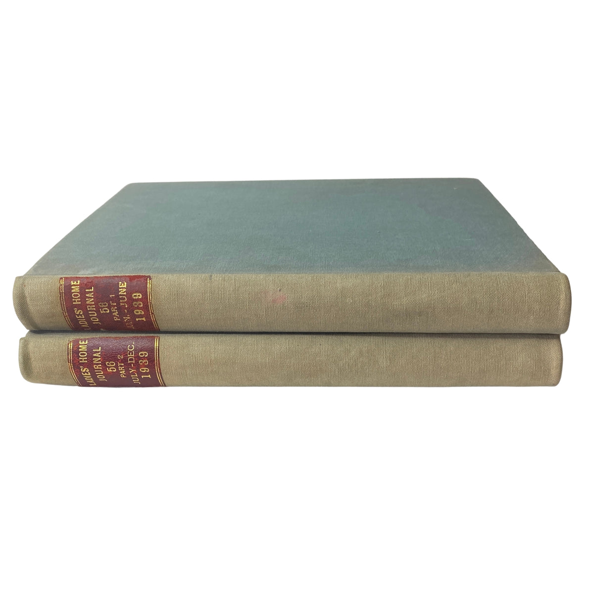 Ladies' Home Journal Library Bound Magazine 1939 Full Year January to December - Two volumes showing the covers with gold lettering.