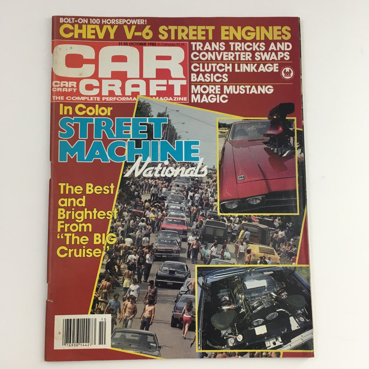 Car Craft Magazine October 1982 featuring Street Machine National with a vibrant cover showcasing classic street machines and automotive culture. The magazine highlights exciting car builds and performance innovations from the early 1980s.