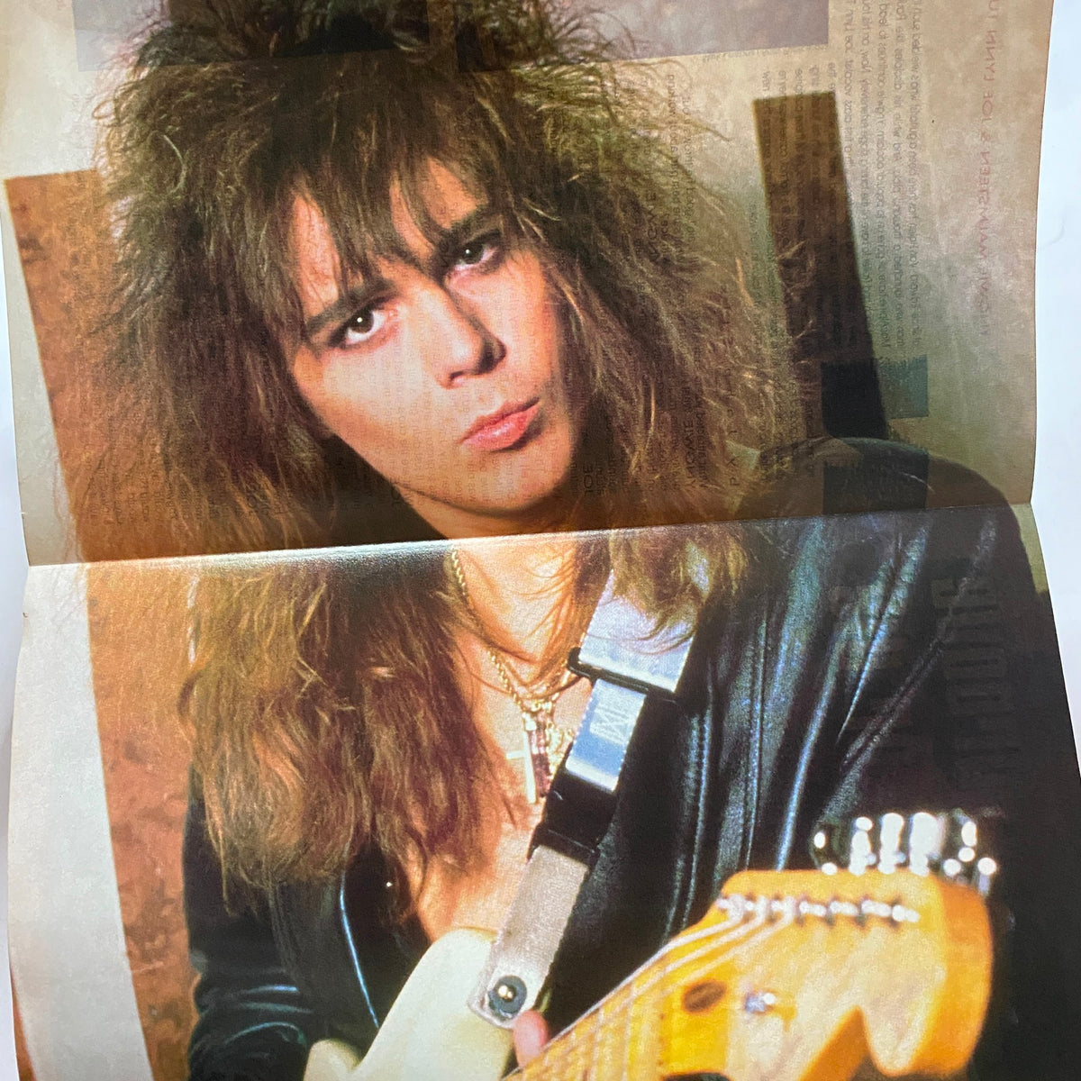 Image from the Guitar for the Practicing Musician Magazine August 1988 displaying a musician with a guitar, emphasizing the expressive style of the 1980s rock scene.