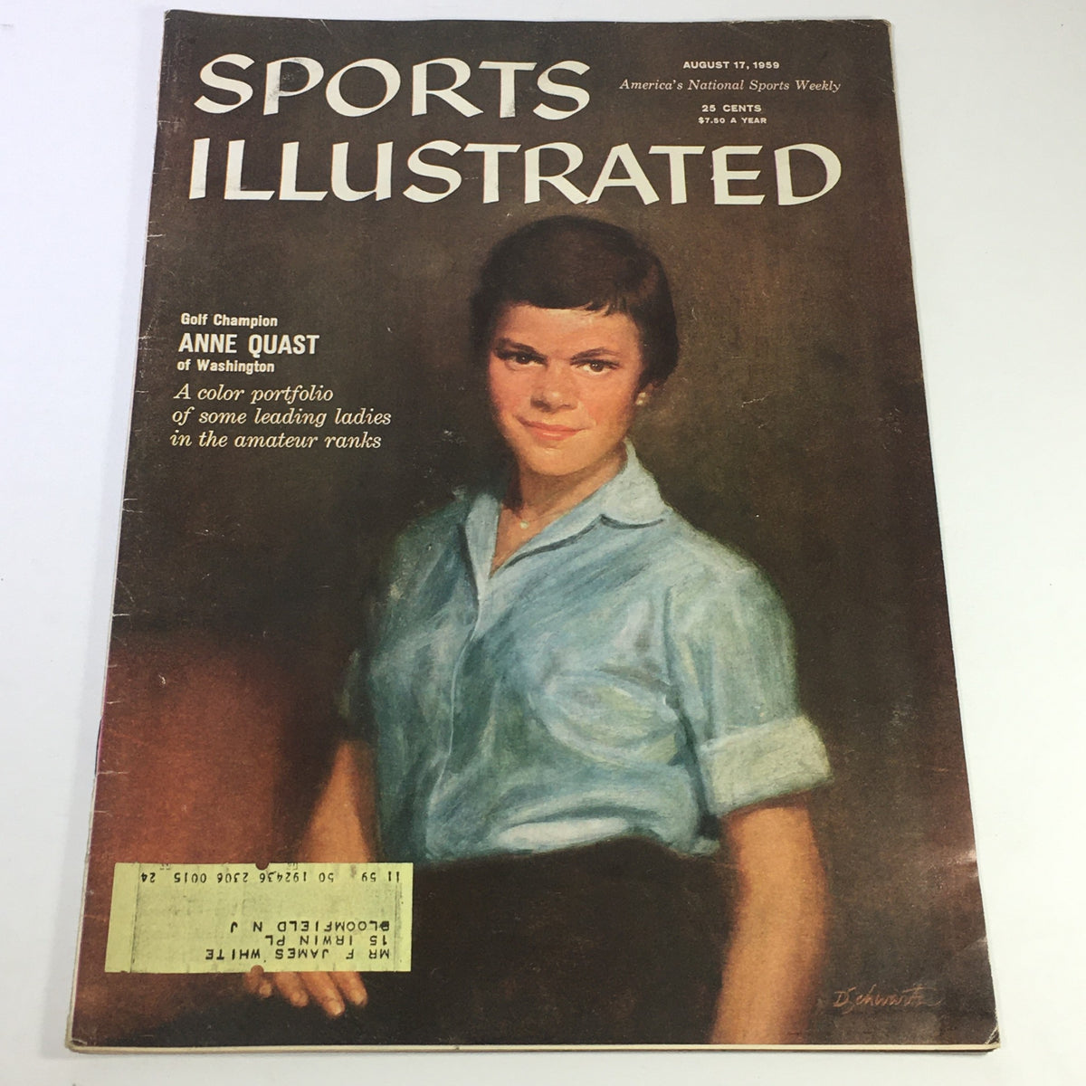 Vintage Sports Illustrated Magazine Cover from August 17, 1959 featuring Golf Champion Anne Quast, showcasing women in athletics and an iconic moment in sports history.