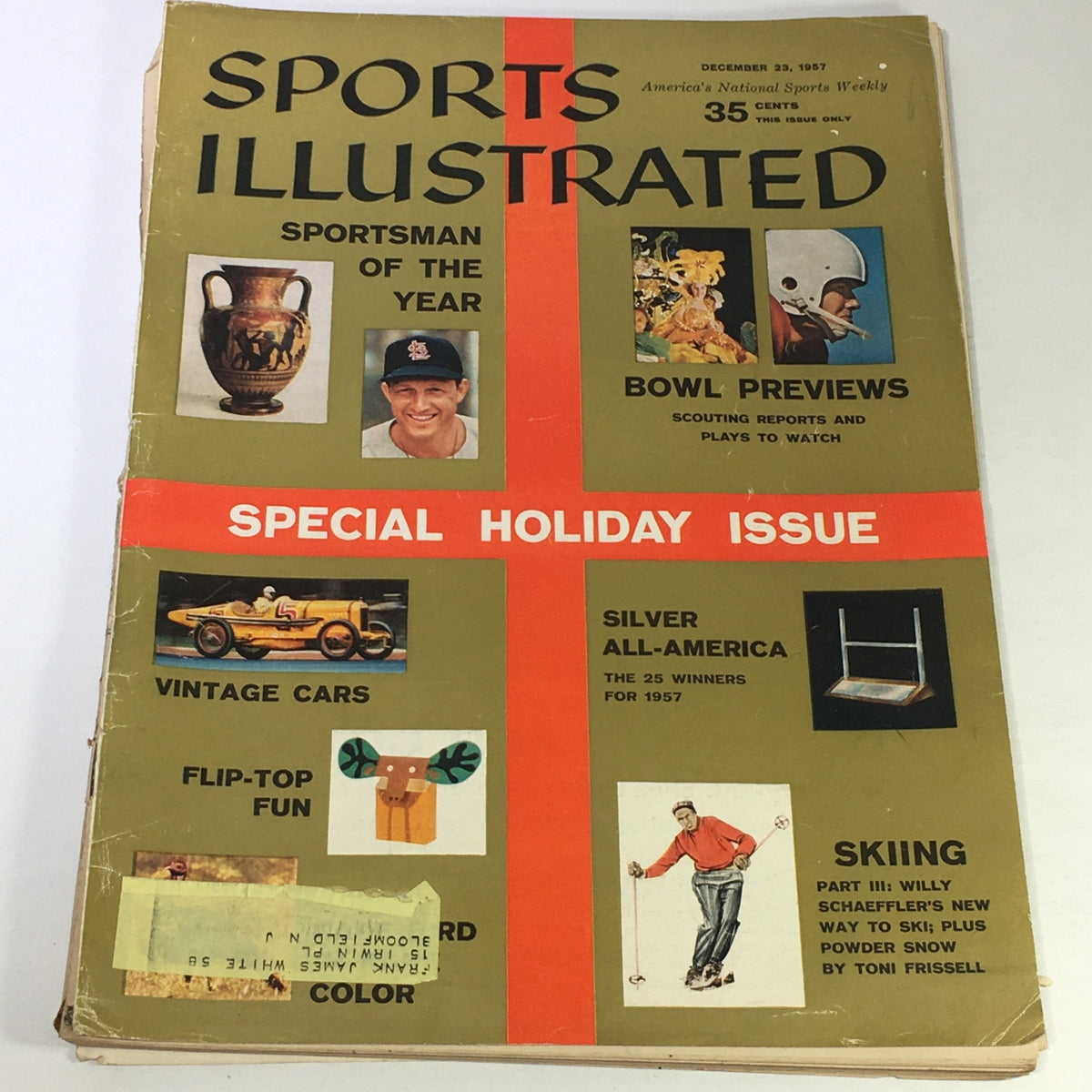 Vintage Sports Illustrated Magazine from December 23, 1957, featuring Willy Schaeffler on the cover, showcasing winter sports highlights from a pivotal era in American sports journalism.