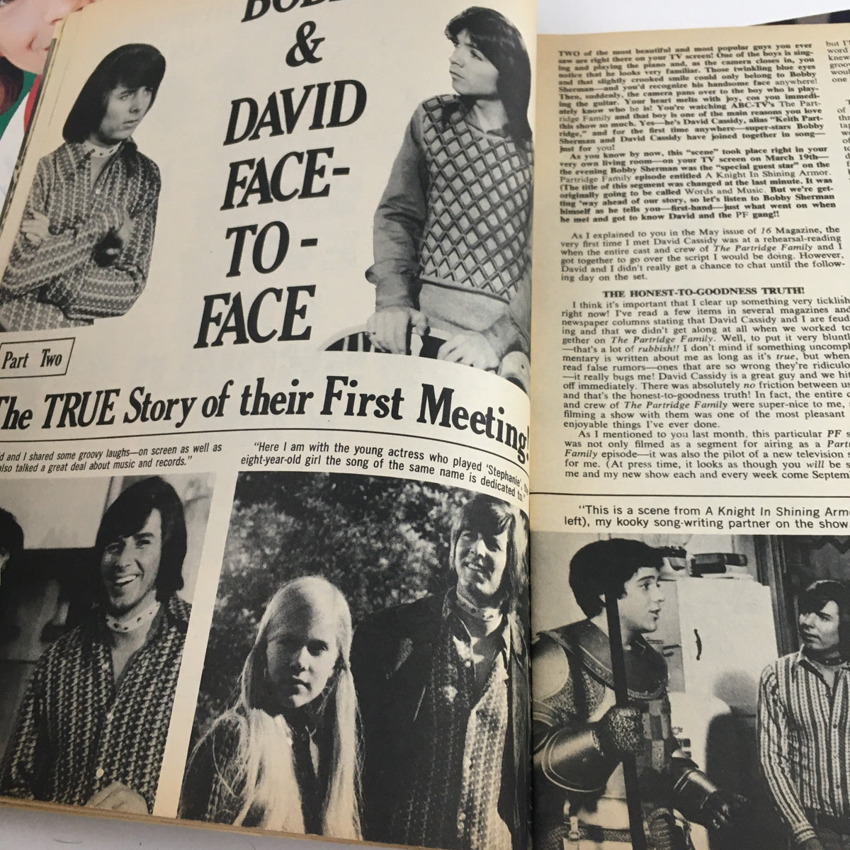 16 Magazine June 1971 features an article titled 'BOBBY & DAVID FACE-TO-FACE', telling the story of David Cassidy's first meeting with Bobby Sherman.