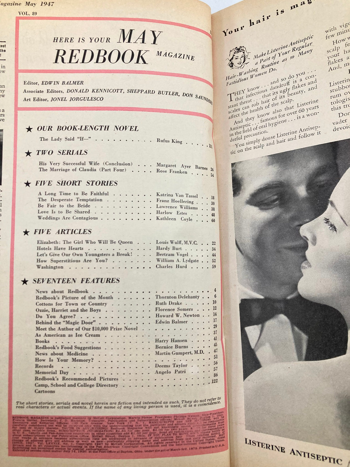 Vintage Redbook Magazine May 1947 Vol 89 Elizabeth Who Will Be Queen No Label