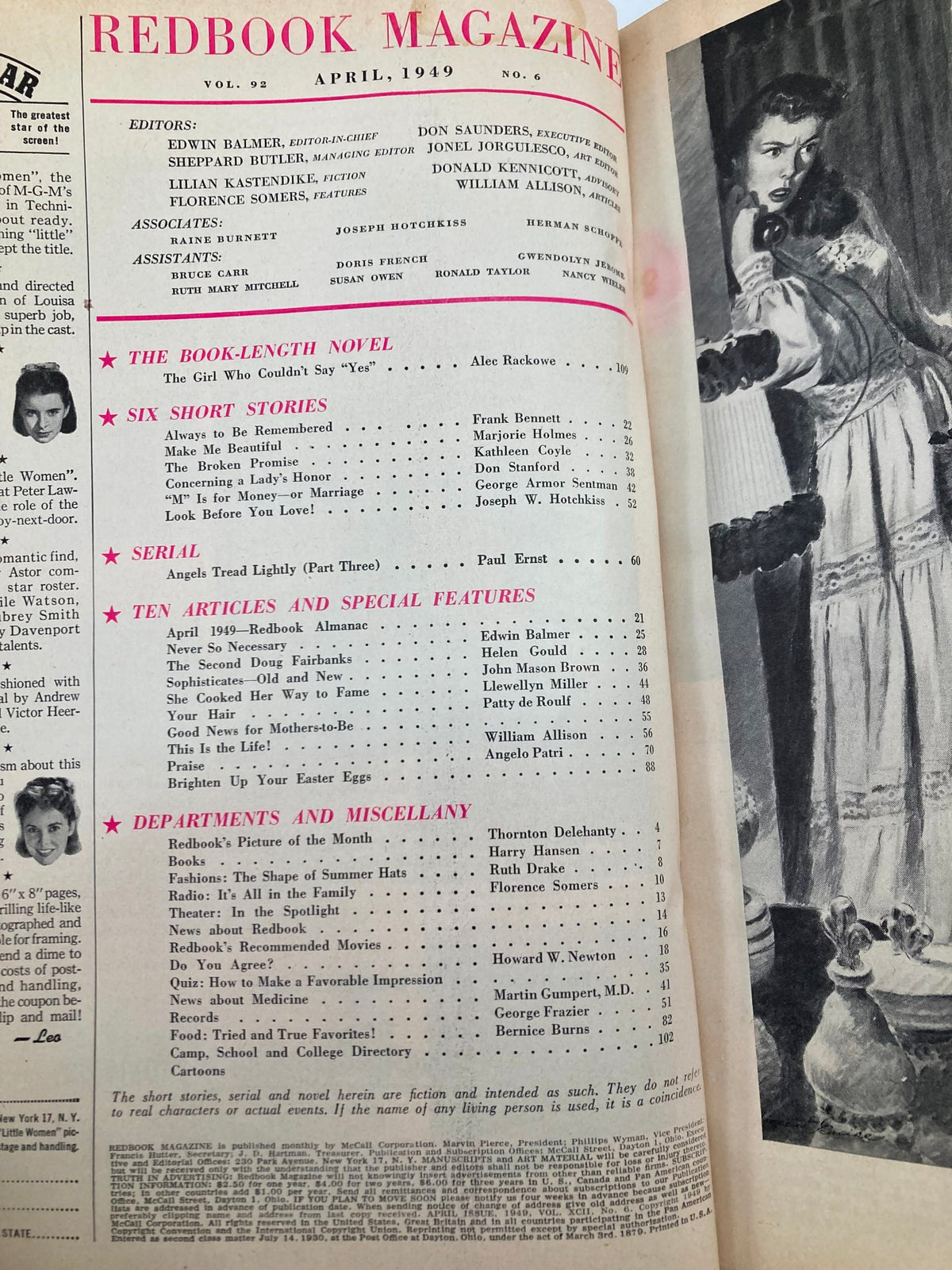 Vintage Redbook Magazine April 1949 Vol 92 #6 The Broken Promise No Label