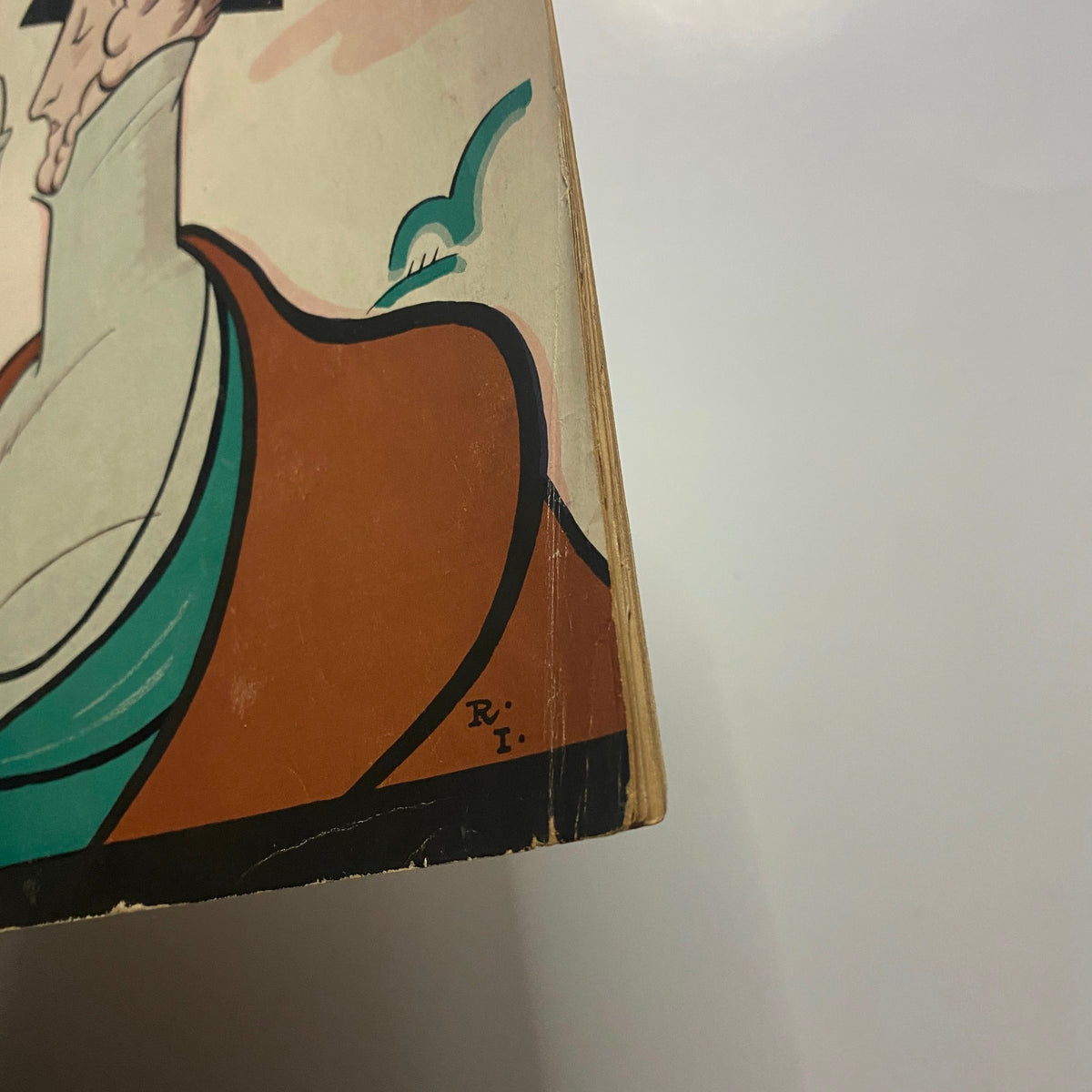 Close-up view of the cover illustration of The New Yorker Magazine's first premier issue dated February 21, 1925, showcasing vintage art style.