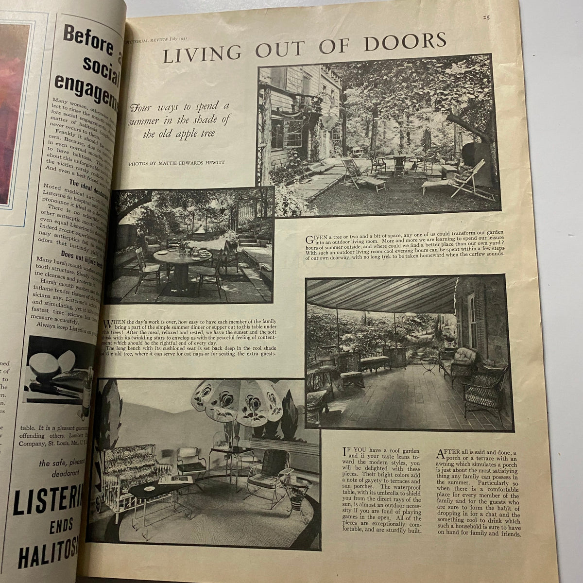 Pictorial Review Magazine July 1931 featuring an article on outdoor living, highlighting outdoor furniture and decor ideas for summer enjoyment.