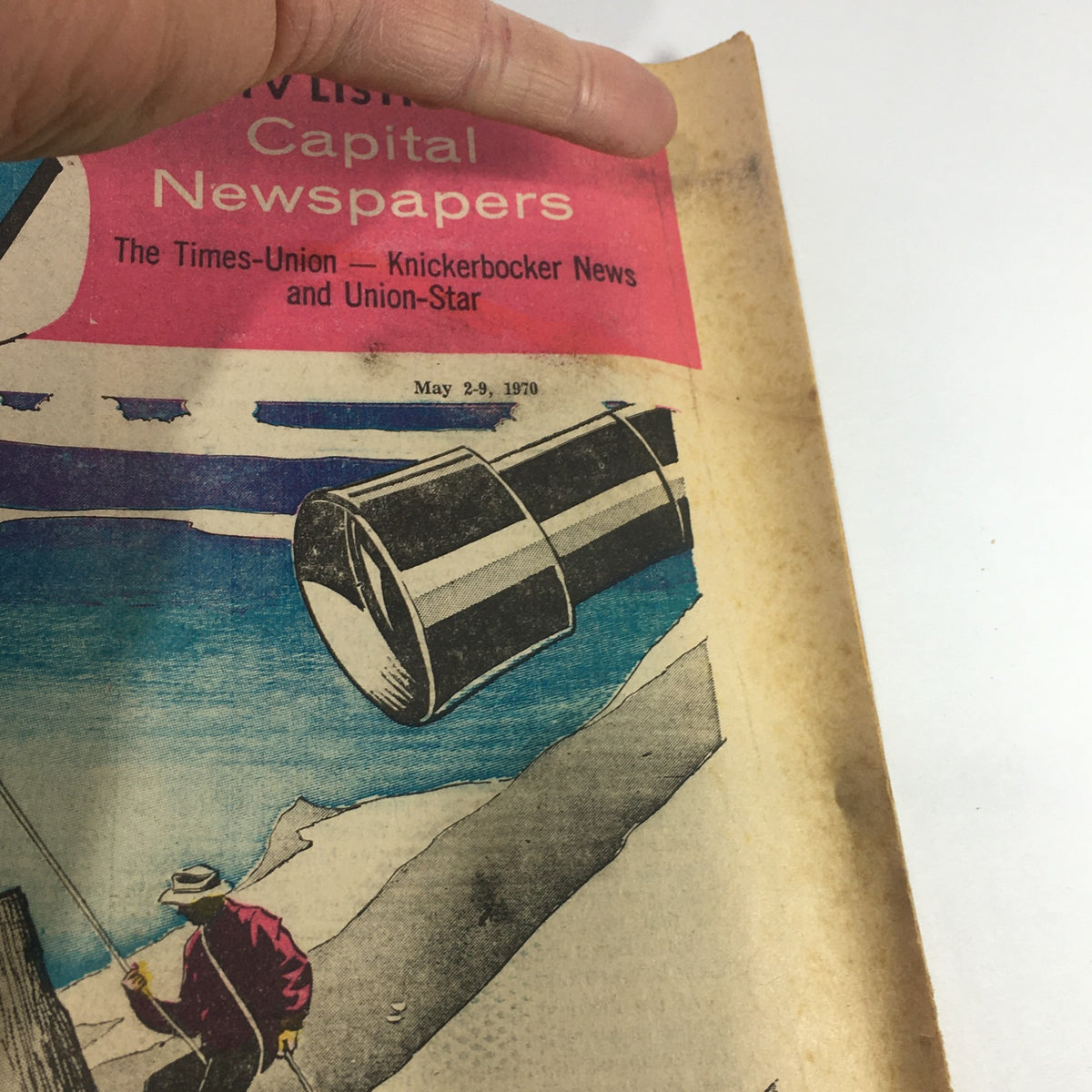 Close-up view of the cover of the VTG TV Week's Complete TV Listings for May 2-9, 1970, highlighting the title 'Luring Men To High Places' and the magazine's vintage details.