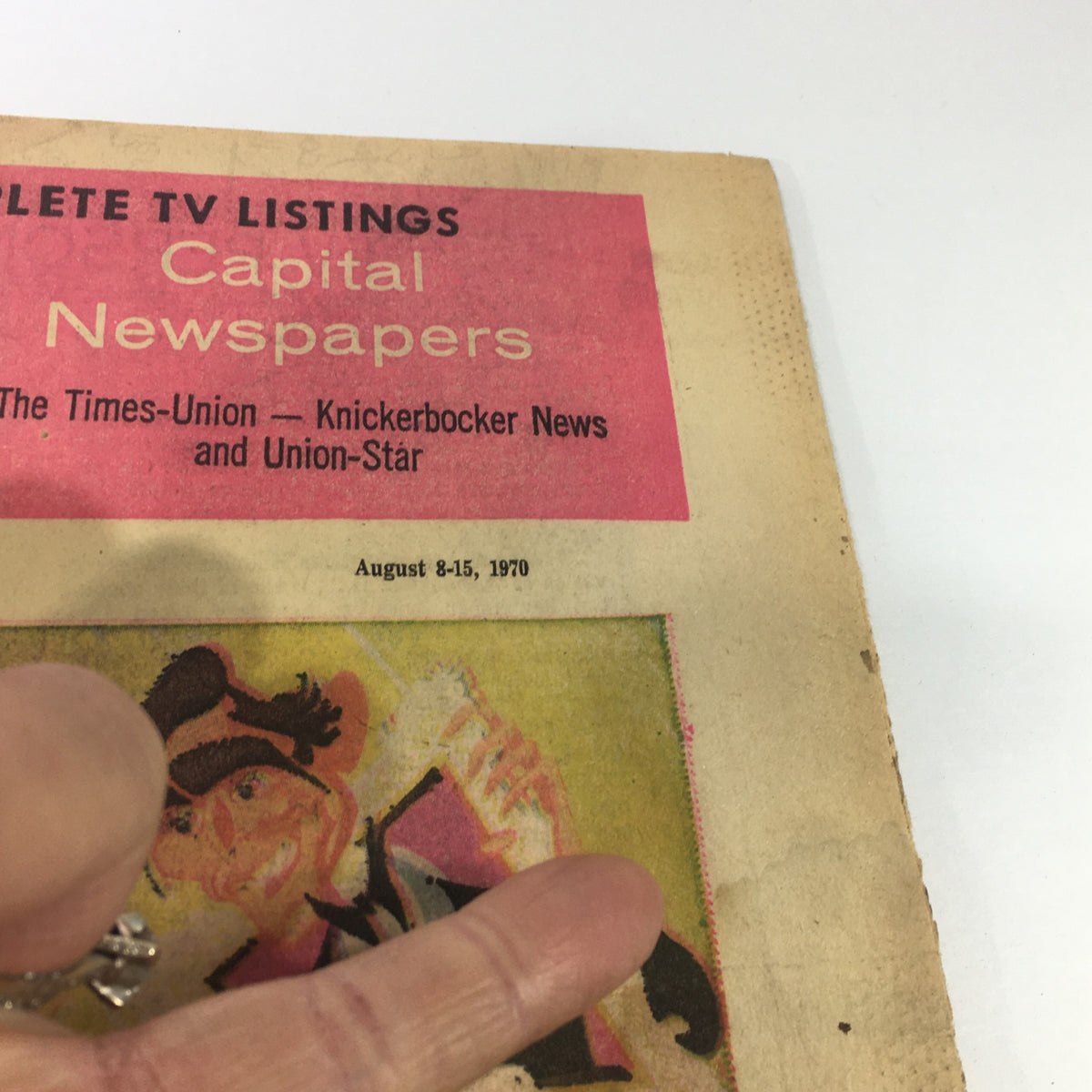 Another angle of the cover of VTG TV Week's Complete TV Listings August 8-15 1970, emphasizing the title and date along with colorful illustrations.
