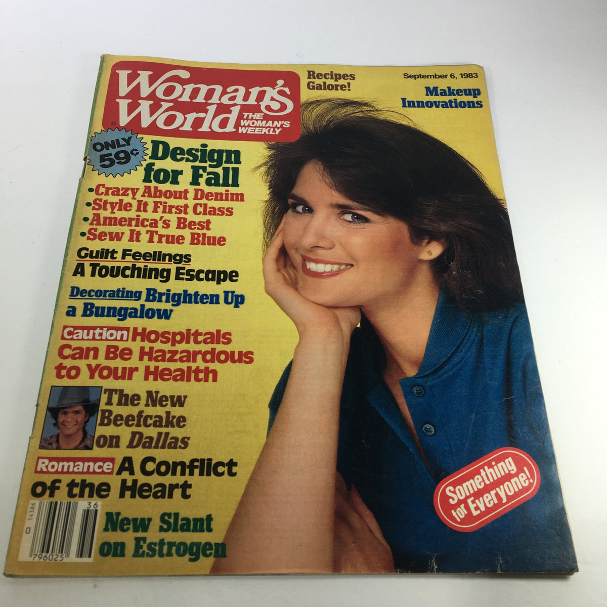 Cover of VTG Woman's World Magazine September 6 1983 showcasing makeup innovations with a smiling woman in a blue shirt and various featured articles highlighted.