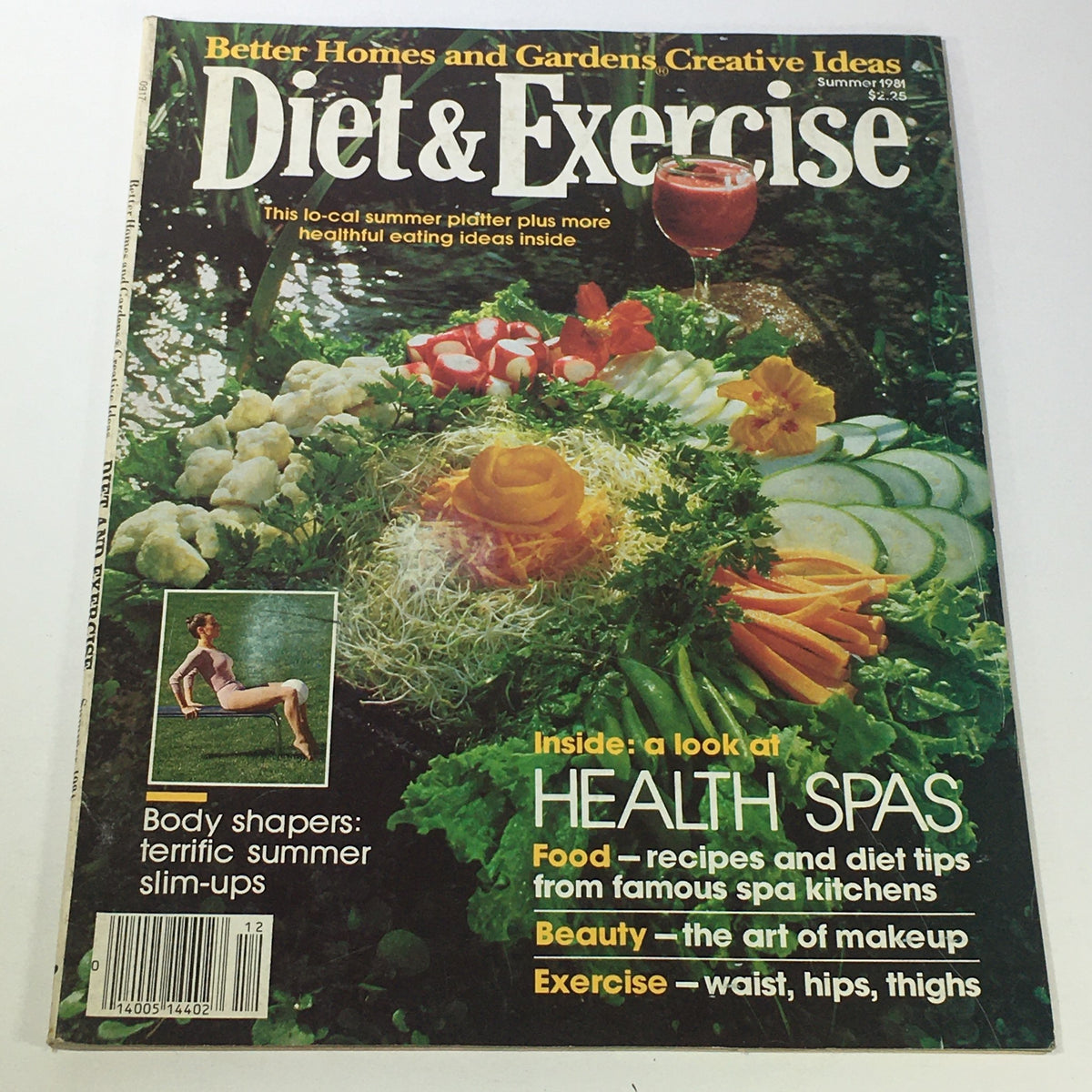 Vintage Better Homes & Gardens magazine from Summer 1981 titled 'Diet & Exercise' featuring healthful eating ideas, lush vegetable platter, and wellness topics including food, beauty, and exercise tips.