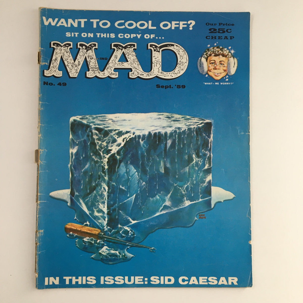 Cover of Mad Magazine September 1959 No. 49 featuring Sid Caesar and a large ice block, showcasing classic humor magazine art from the late 1950s.