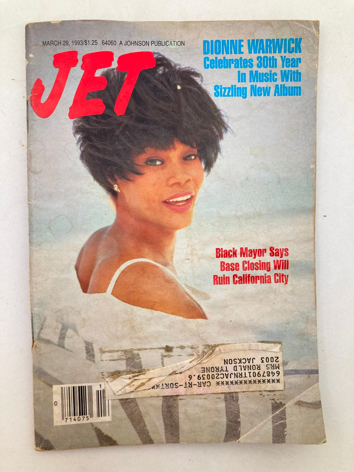 VTG Jet Magazine March 29 1993 Vol 83 #22 featuring Dionne Warwick on the cover celebrating her 30th year in music with a sizzling new album.