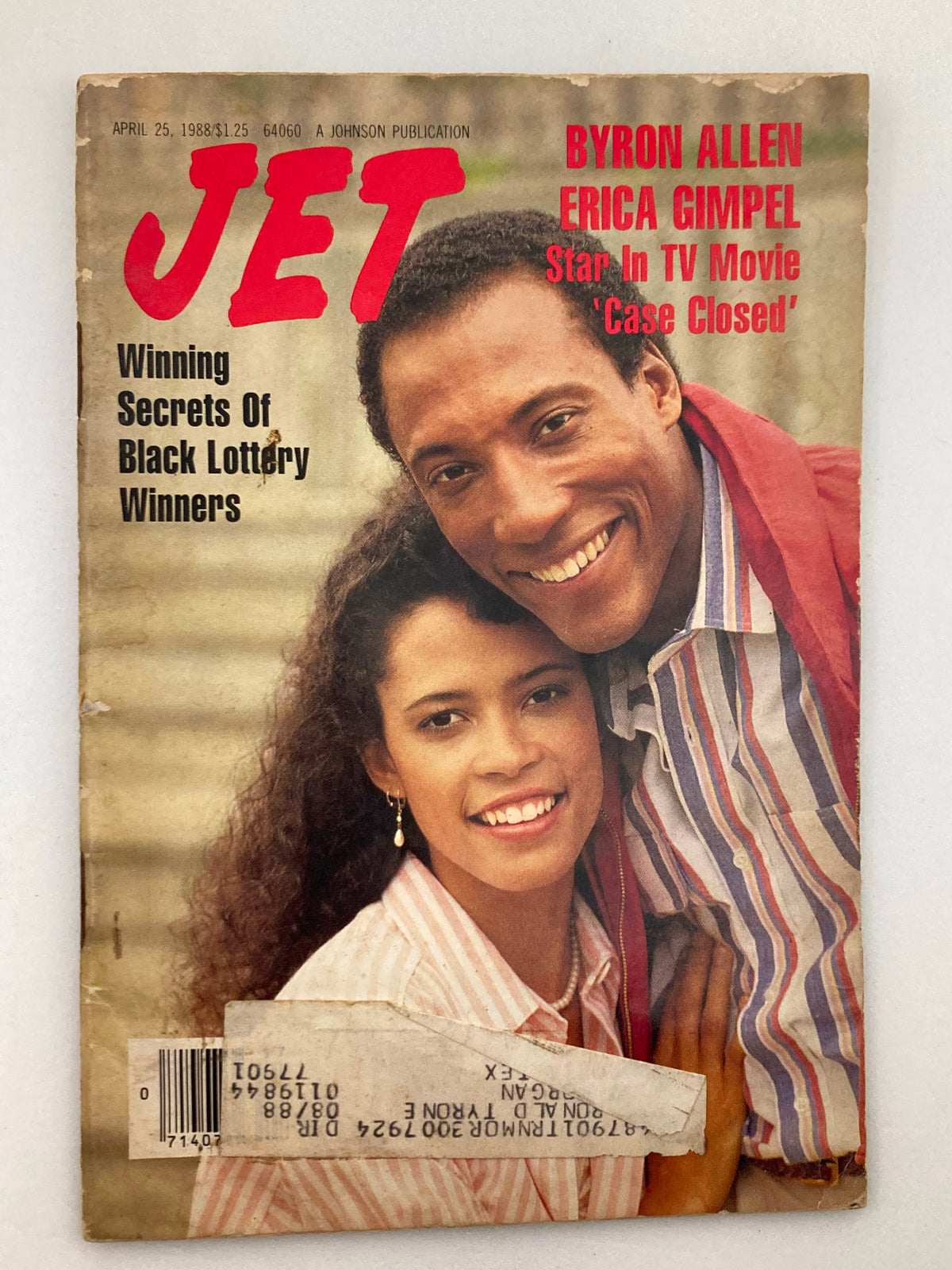 VTG Jet Magazine August 25 1988 Vol 74 #4 cover featuring Byron Allen and Erica Gimpel, discussing winning secrets of Black lottery winners.
