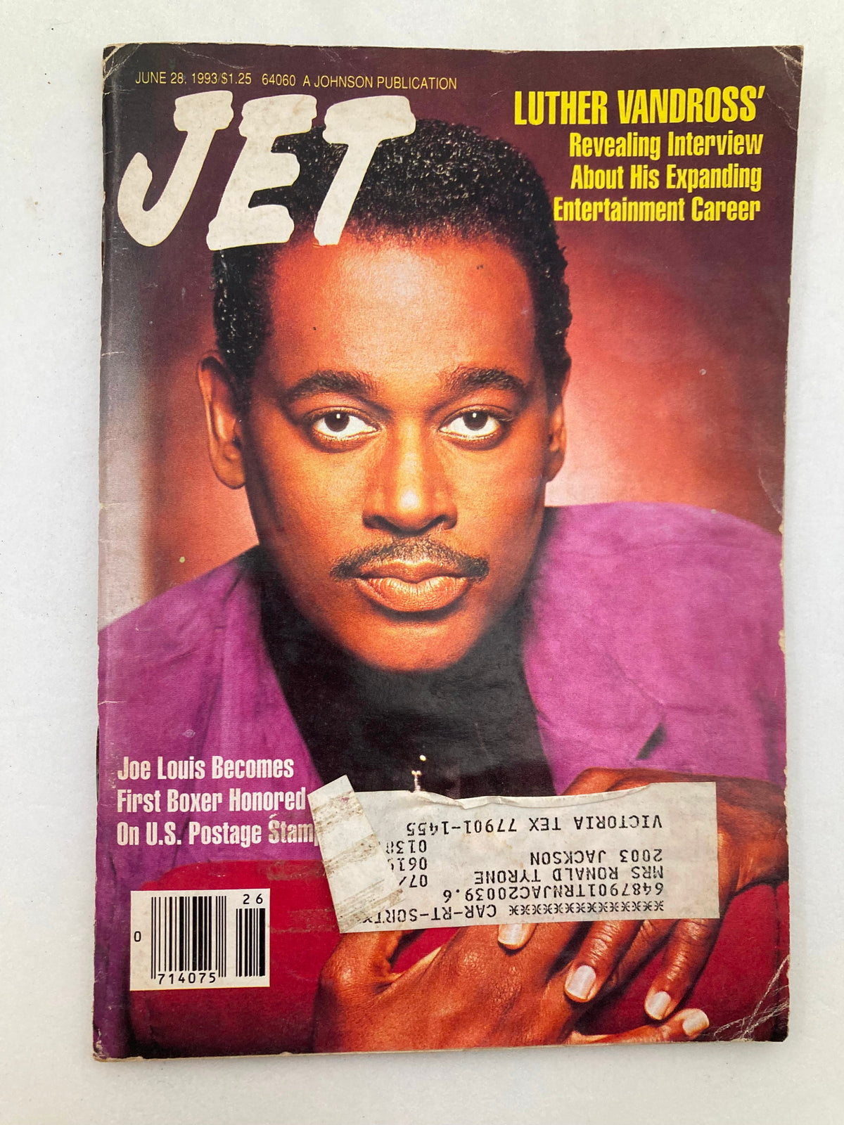 Cover of Jet Magazine, June 28, 1993, Vol 84 #9, featuring Luther Vandross, highlighting his expanding career with a revealing interview.