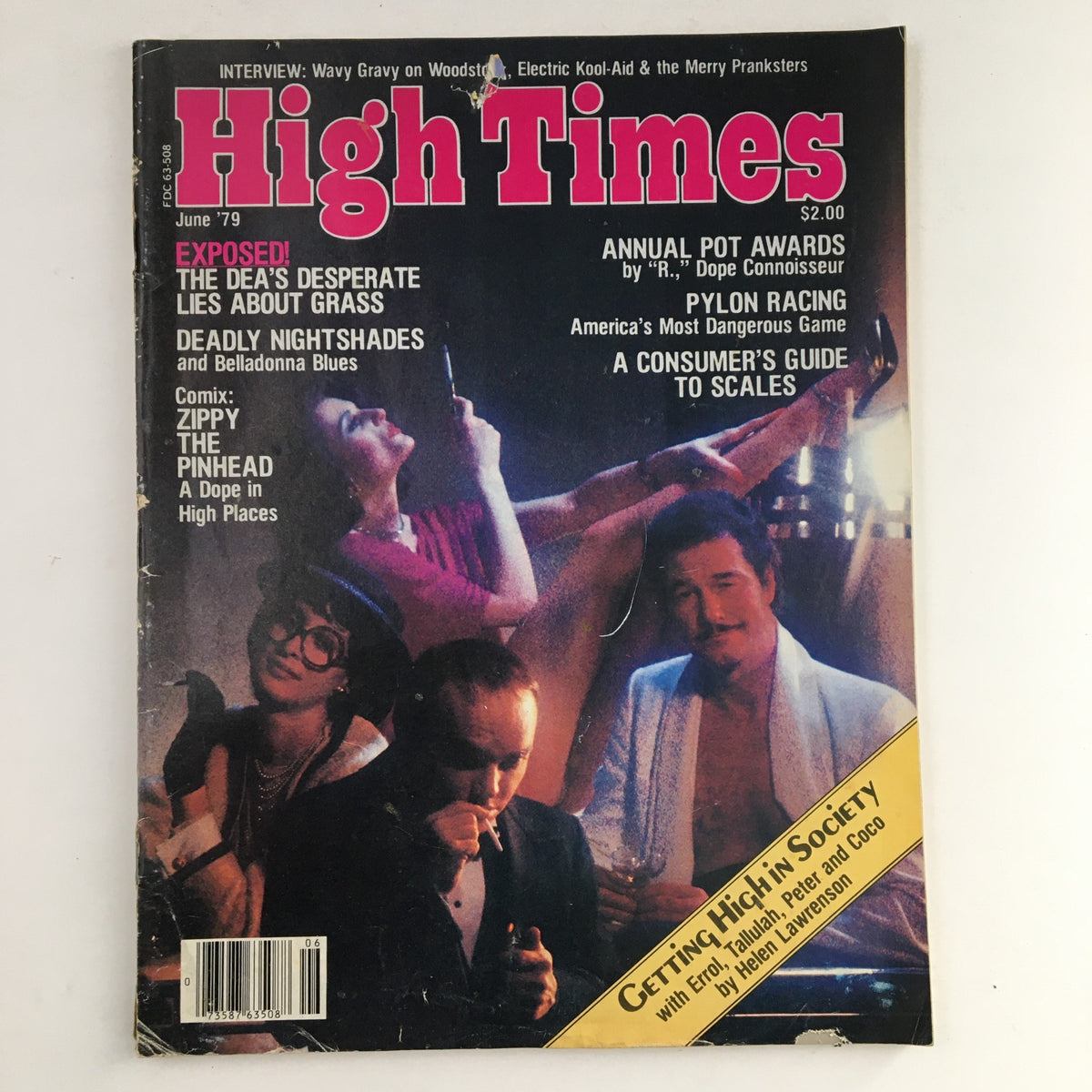 High Times Magazine June 1979 featuring 'The DEA's Desperate Lies About Grass', showcasing the cover with bold pink title, vintage design, and illustrations reflecting cannabis culture.