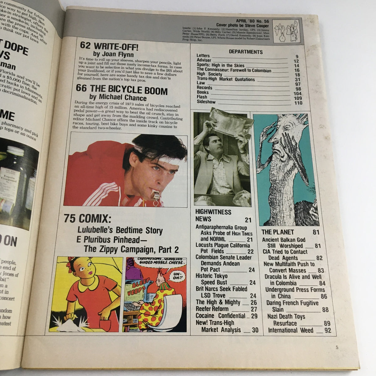 Another inside page of High Times Magazine April 1980 featuring articles, advertisements, and editorial content related to cannabis and drug culture.