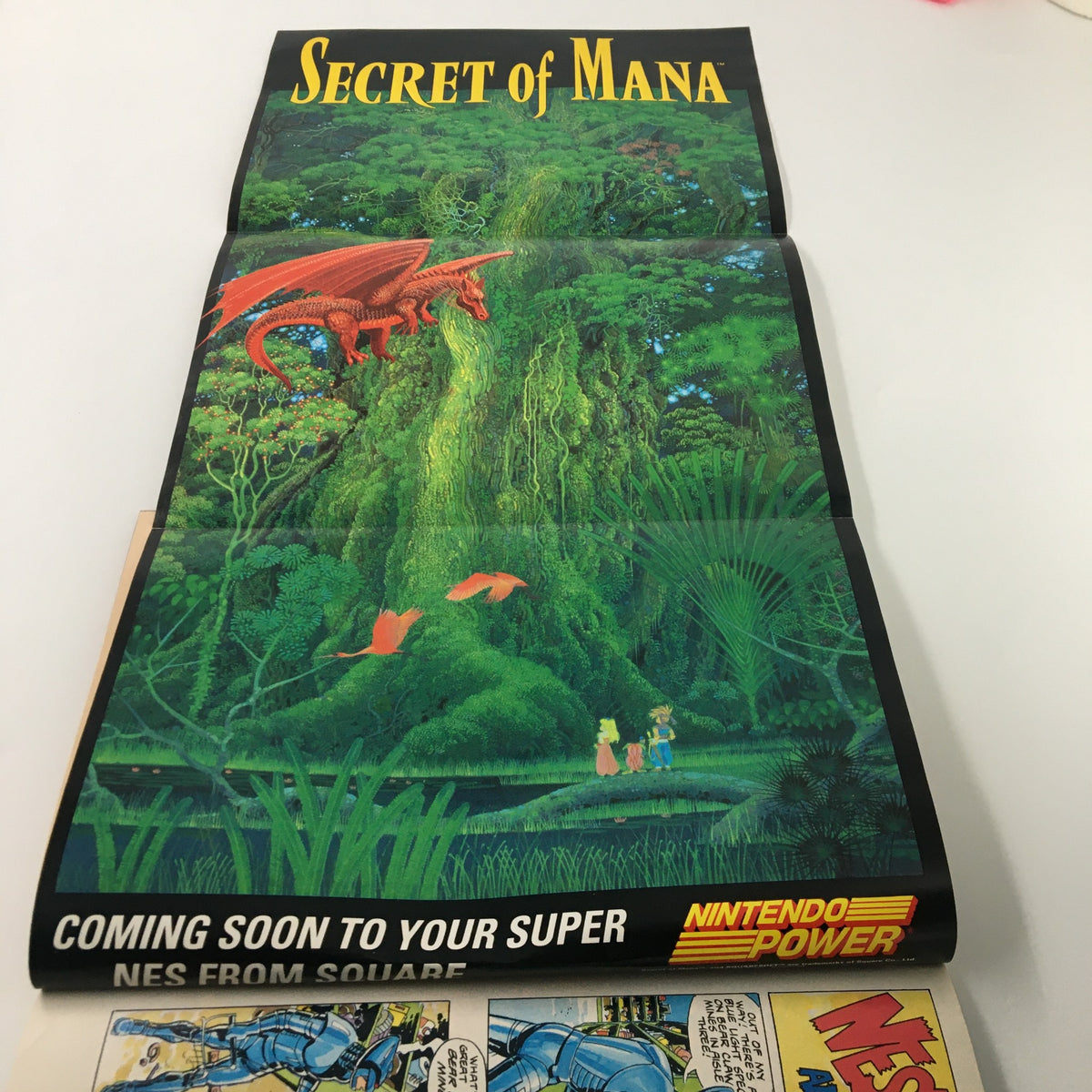 Promotional poster for Secret of Mana included in Nintendo Power Magazine October 1993 #53.