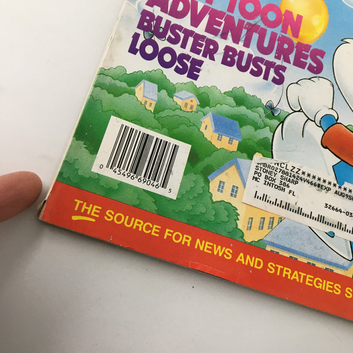 Back cover of Nintendo Power Magazine March 1993 #46 showcasing Tiny Toon Adventures with a colorful illustration and magazine barcode.
