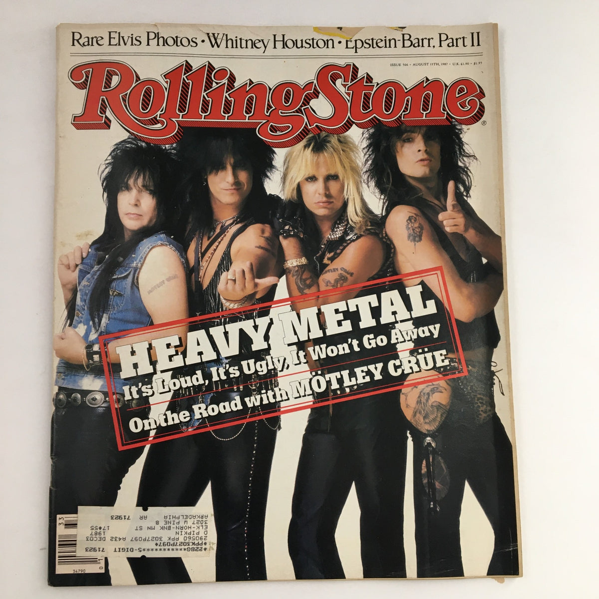 Rolling Stone Magazine August 13 1987 Motley Crue & Whitney Houston