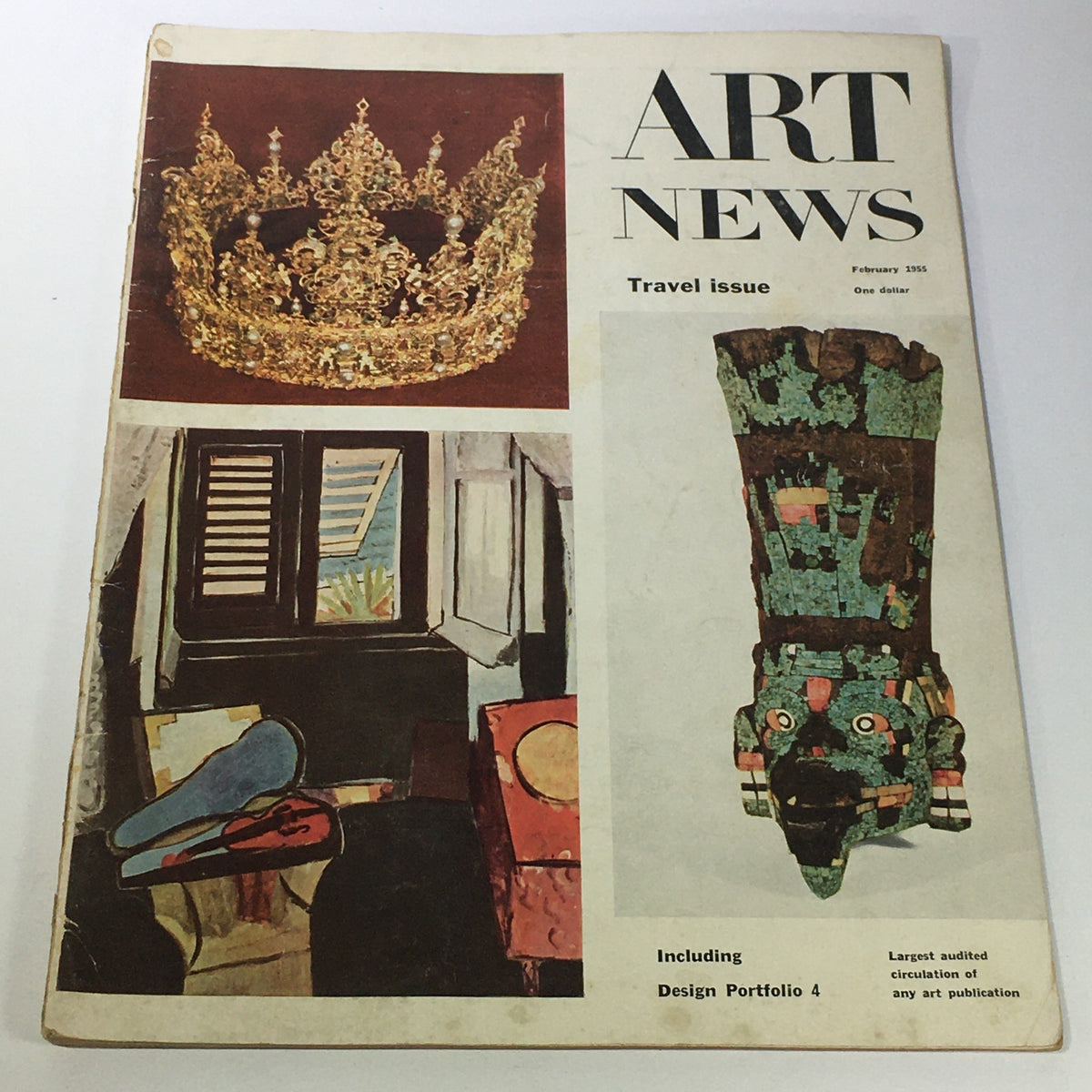 Cover of VTG Art News Magazine February 1955 featuring Henri Matisse's artwork and bold design elements from the mid-20th century.