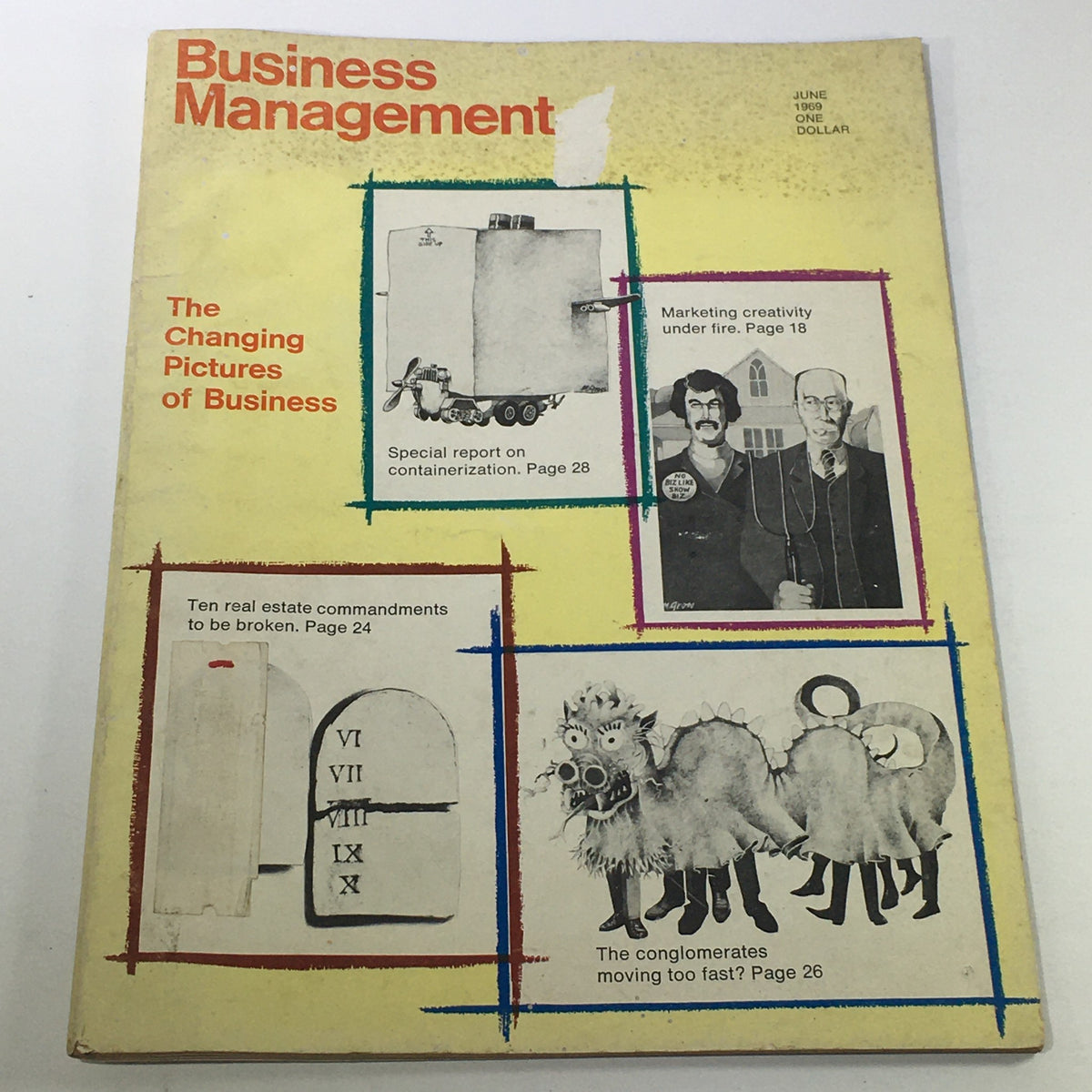 Cover of VTG Business Management Magazine June 1969 featuring the theme 'Changing Pictures of Business', with articles highlighted including containerization and marketing creativity.
