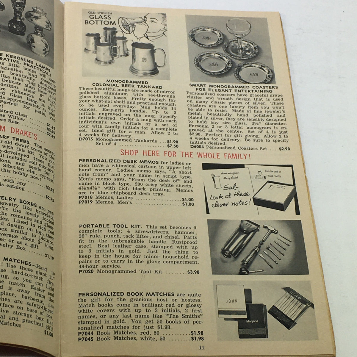 Interior page of the VTG Rare Walter Drake Idea Book For Christmas Price Guide Catalog December 1966 showcasing various gift items with prices.